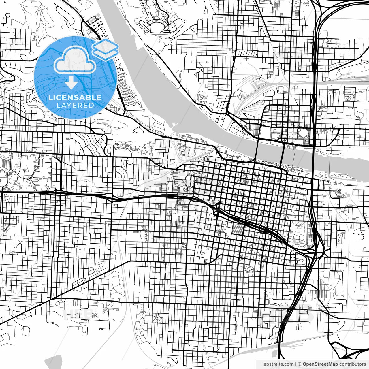 Layered PDF map of Little Rock, Arkansas, United States