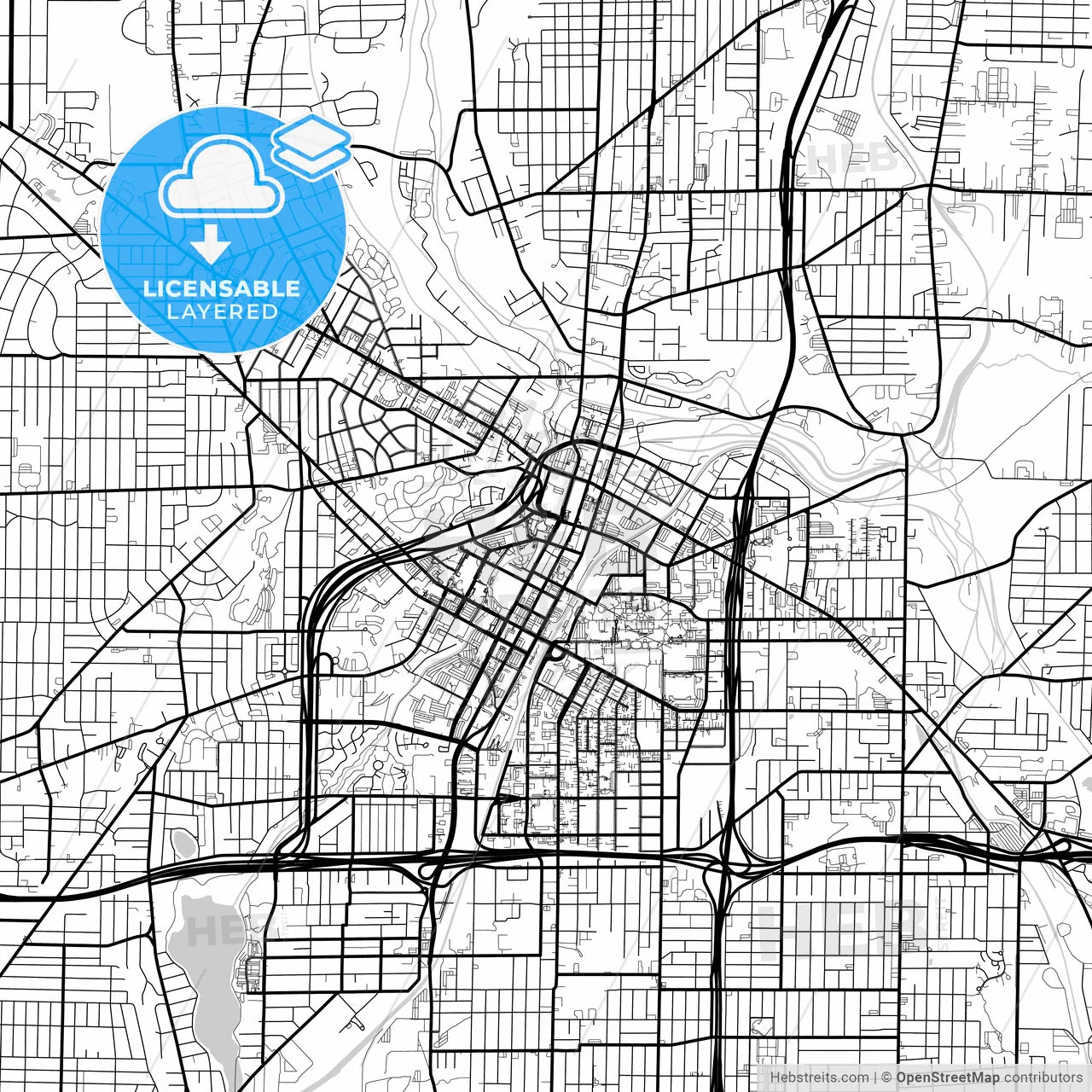 Layered PDF map of Akron, Ohio, United States