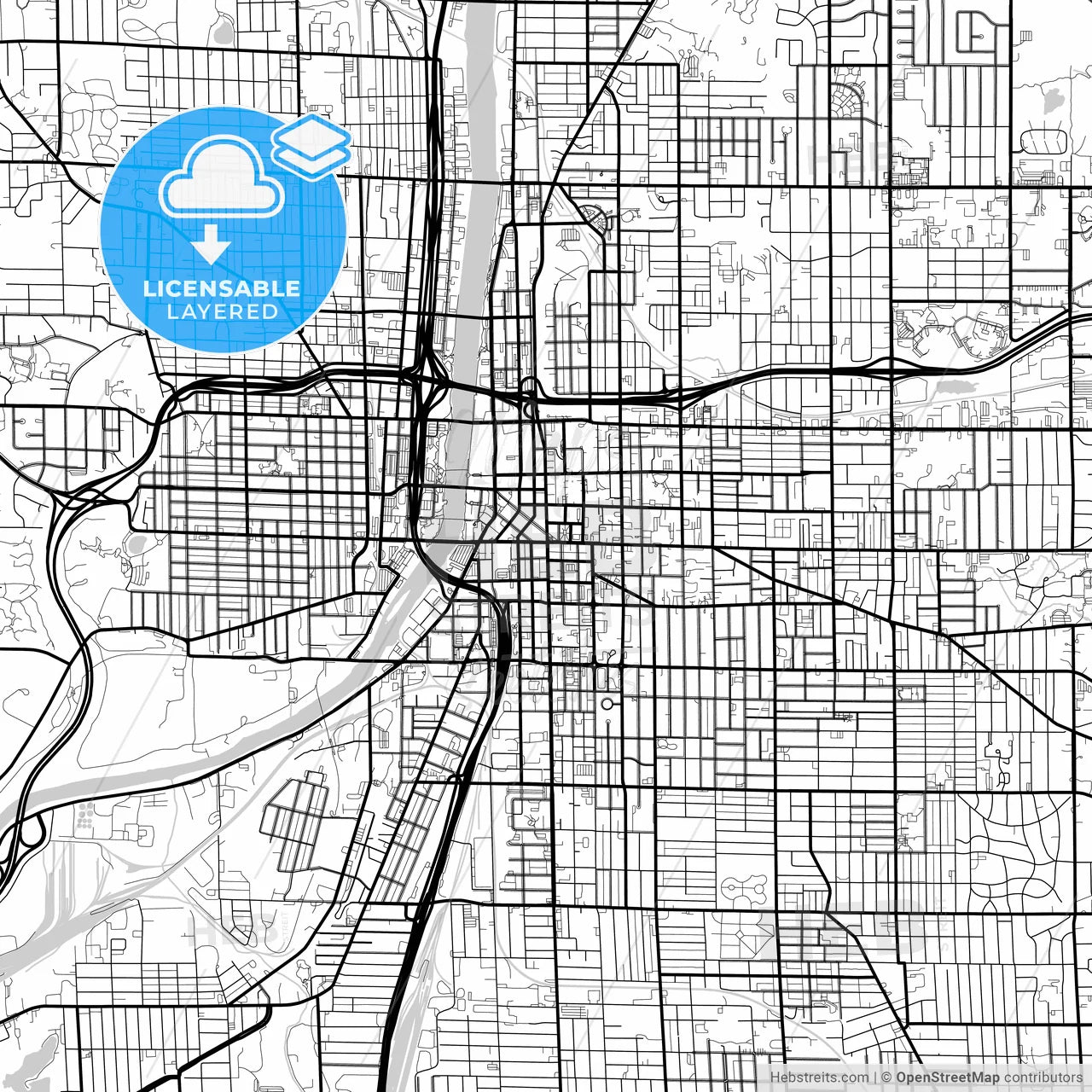 Layered PDF map of Grand Rapids, Michigan, United States
