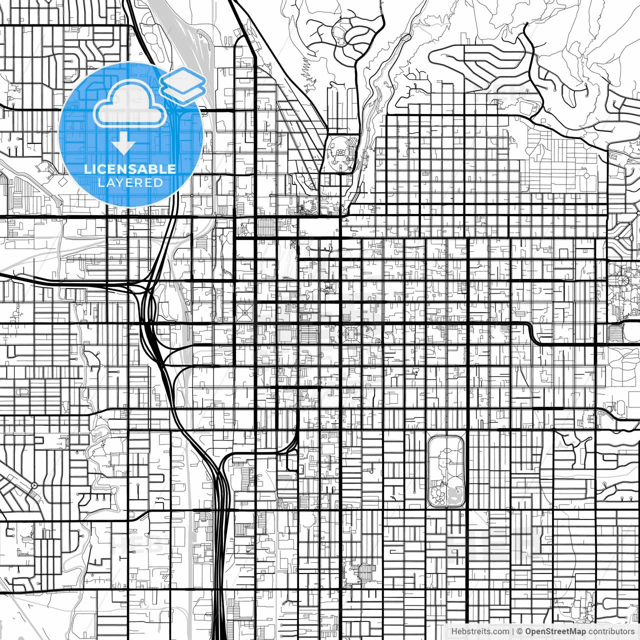 Layered PDF map of Salt Lake City, Utah, United States