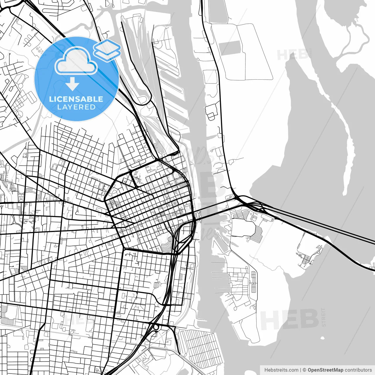 Layered PDF map of Mobile, Alabama, United States