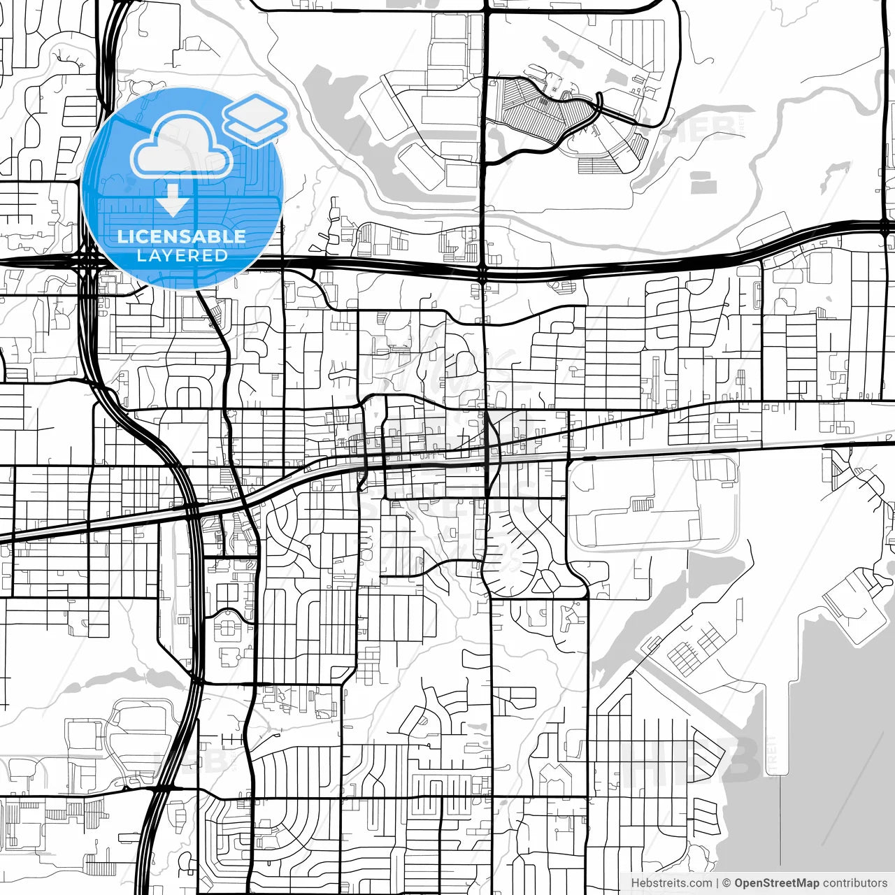 Layered PDF map of Grand Prairie, Texas, United States