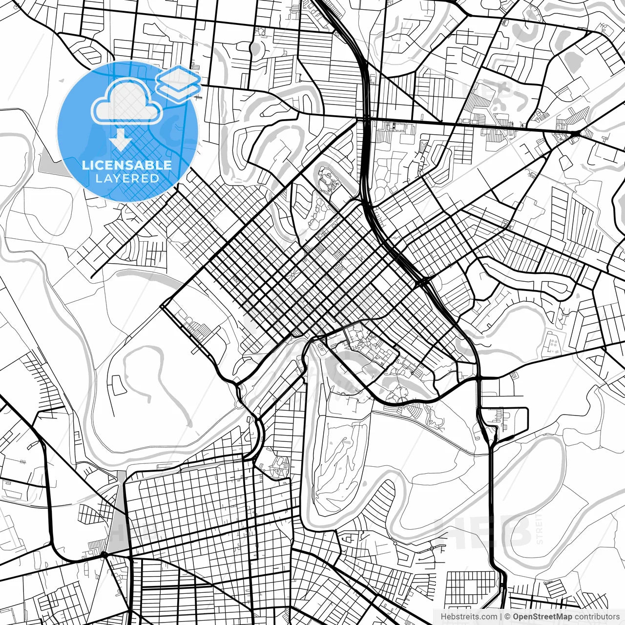 Layered PDF map of Brownsville, Texas, United States