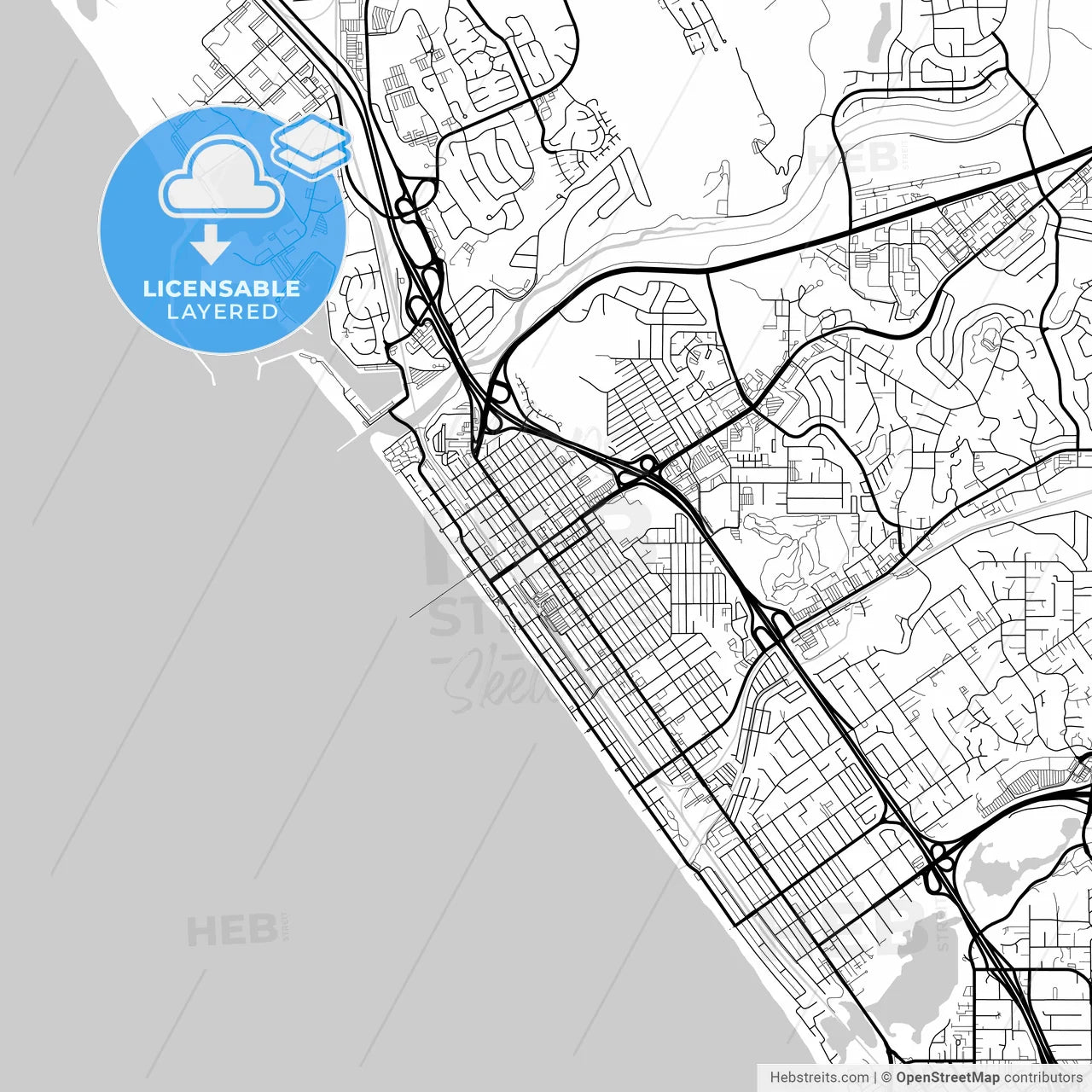 Layered PDF map of Oceanside, California, United States