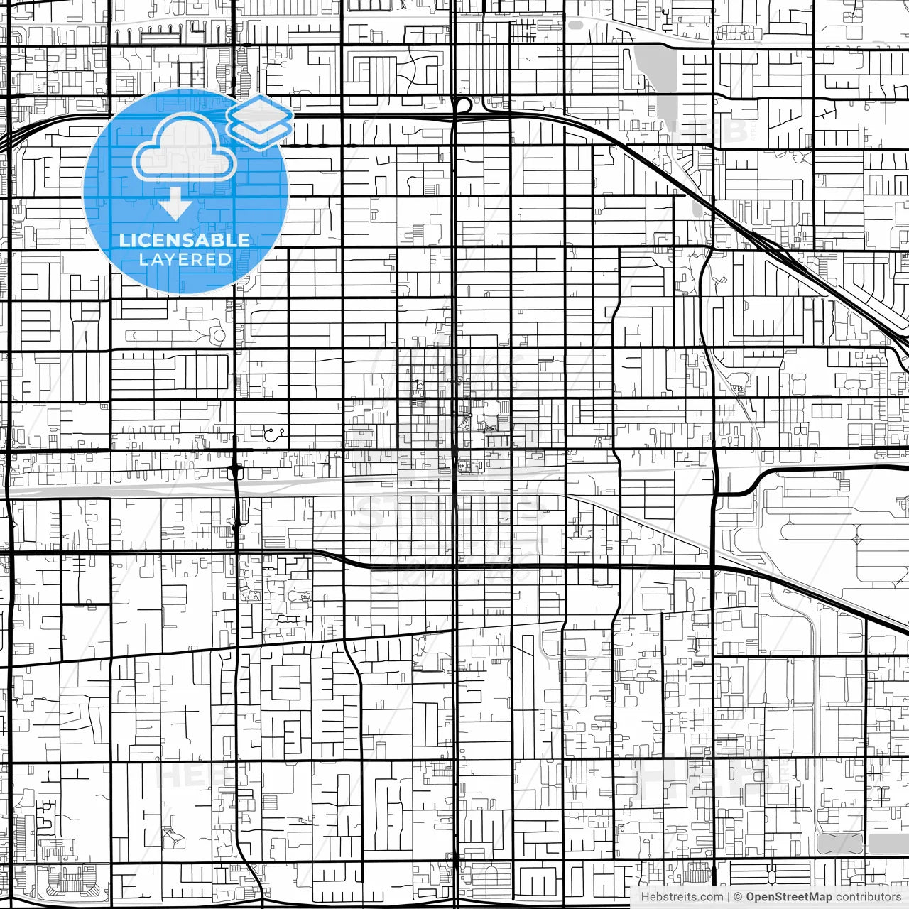 Layered PDF map of Ontario, California, United States