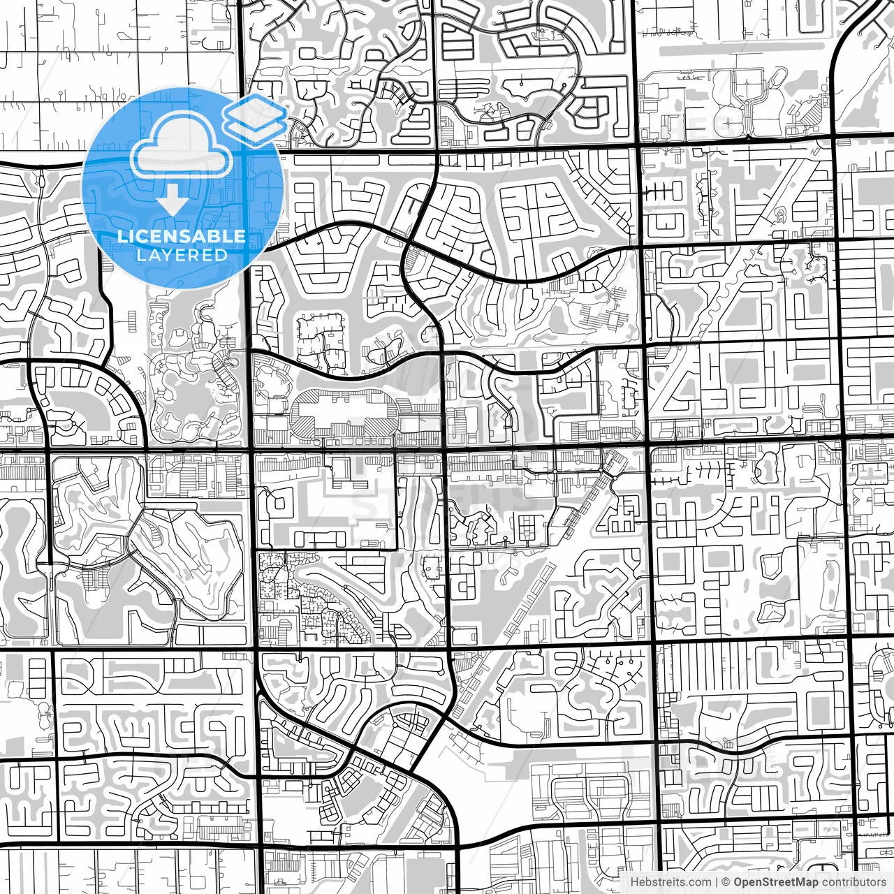 Layered PDF map of Pembroke Pines, Florida, United States
