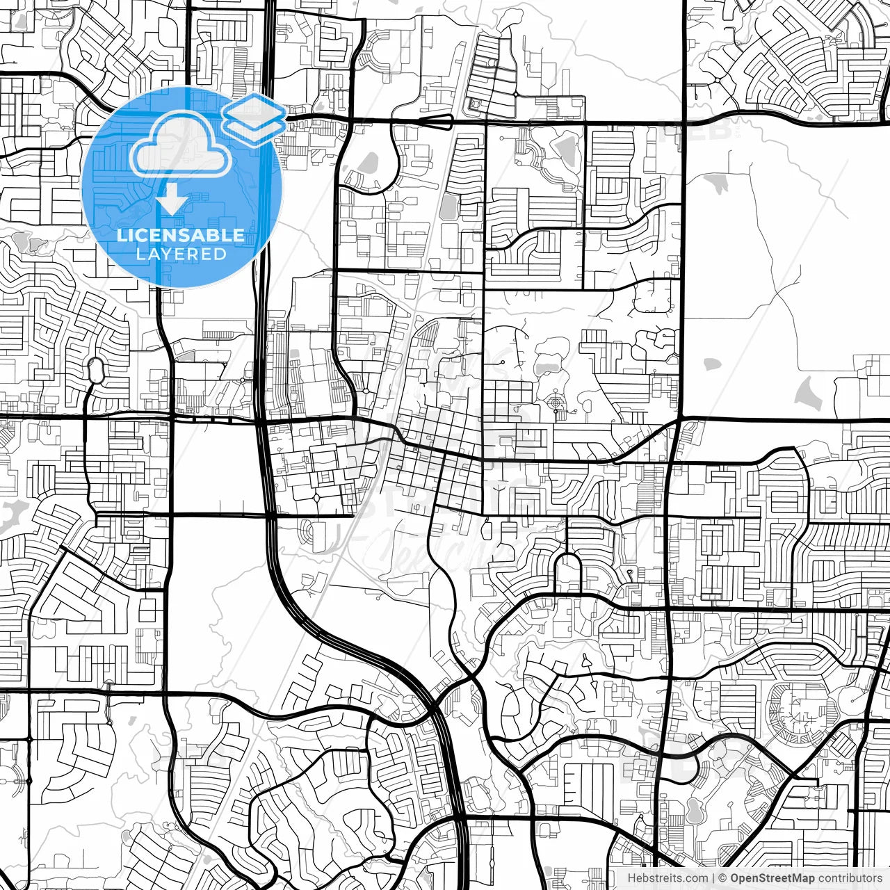 Layered PDF map of Frisco, Texas, United States