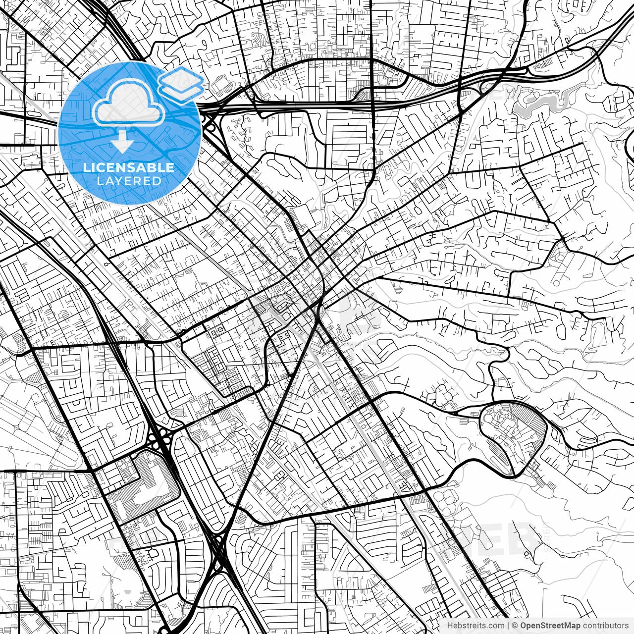 Layered PDF map of Hayward, California, United States
