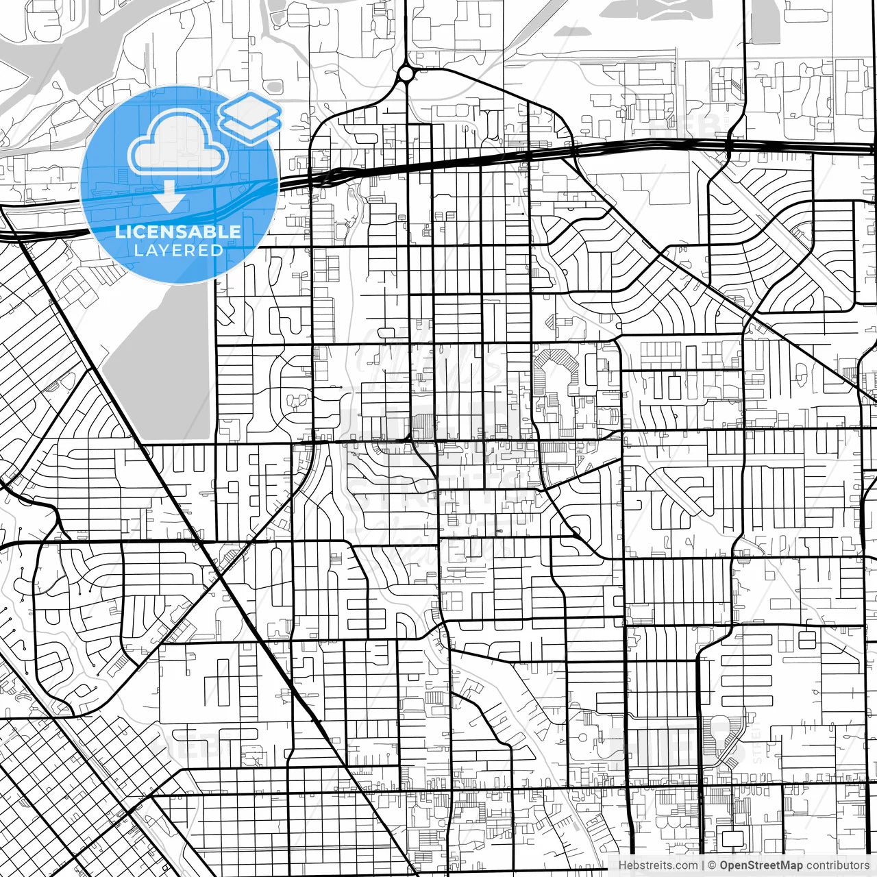 Layered PDF map of Pasadena, Texas, United States