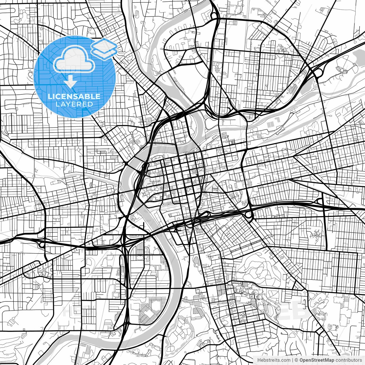 Layered PDF map of Dayton, Ohio, United States