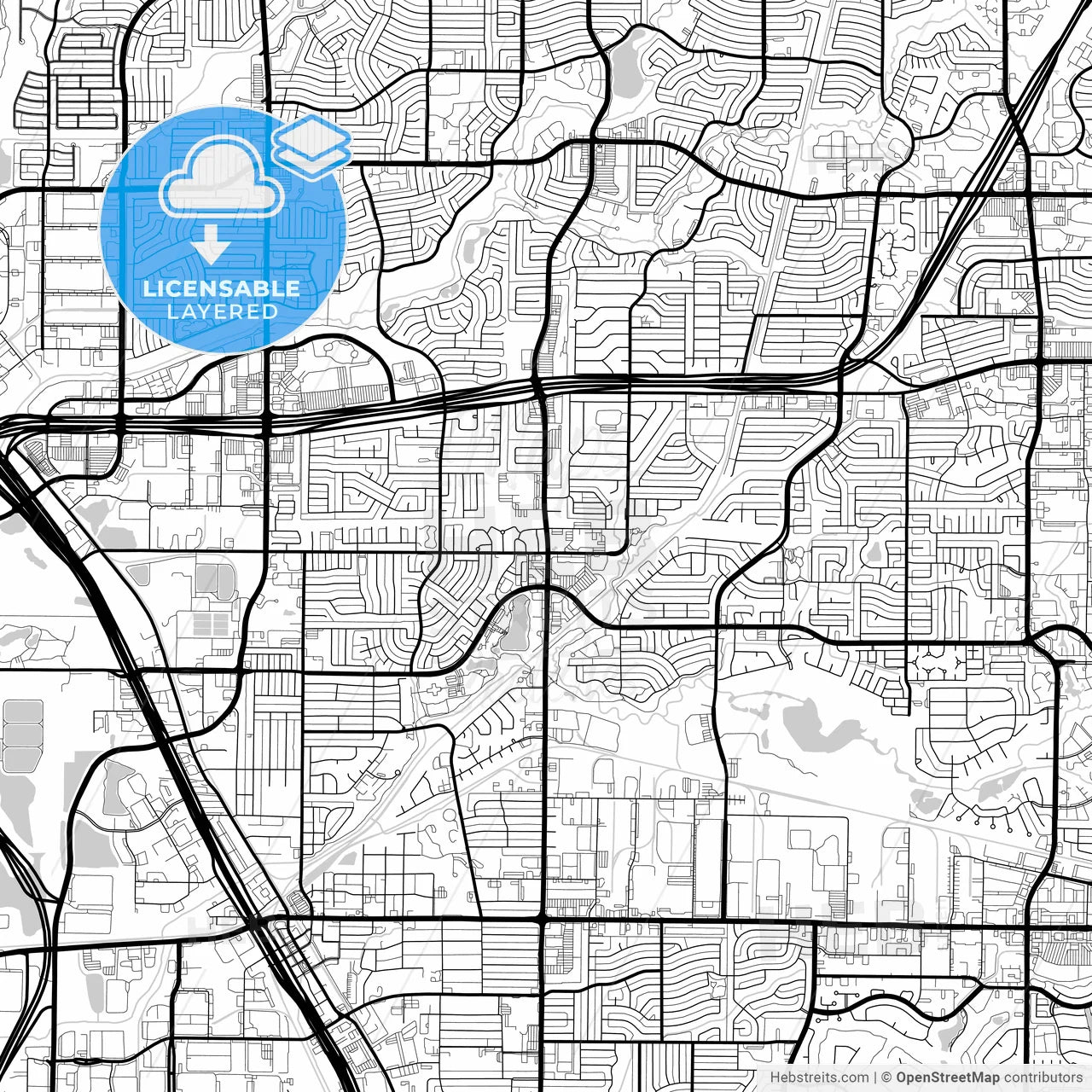 Layered PDF map of Carrollton, Texas, United States