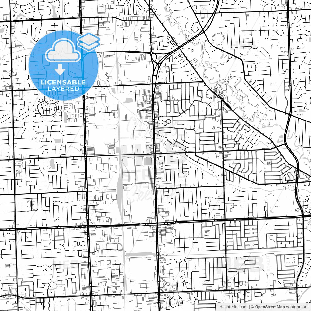 Layered PDF map of Sterling Heights, Michigan, United States