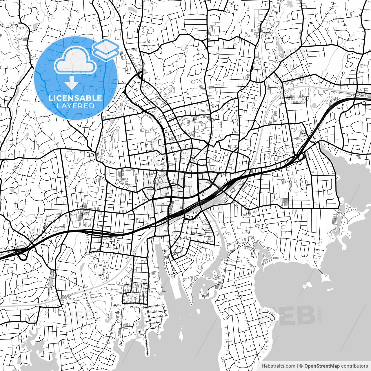 Layered PDF map of Stamford, Connecticut, United States
