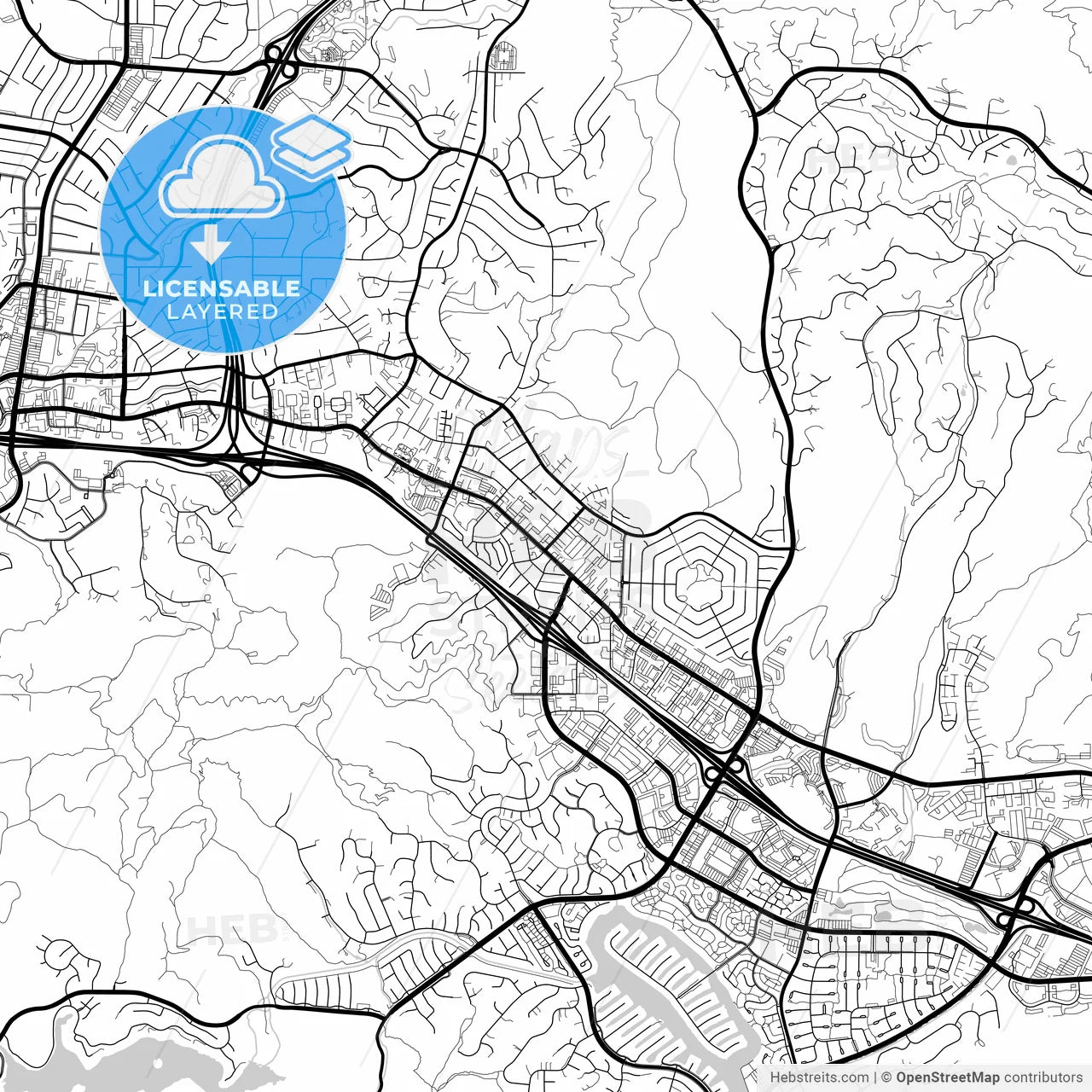 Layered PDF map of Thousand Oaks, California, United States