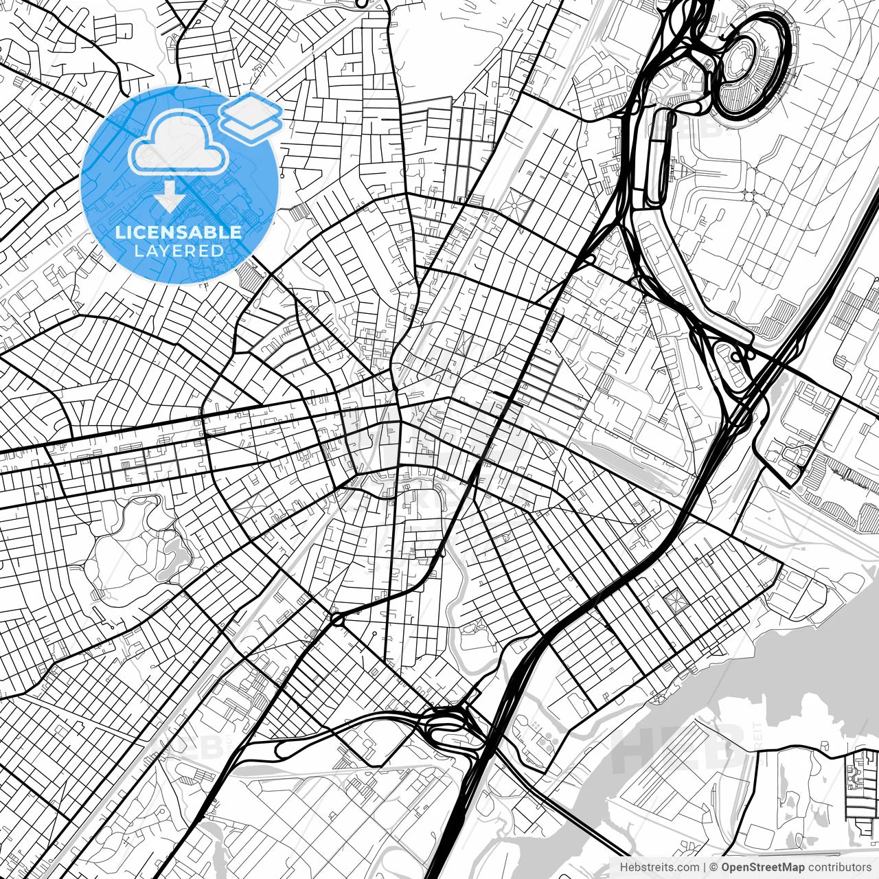 Layered PDF map of Elizabeth, New Jersey, United States