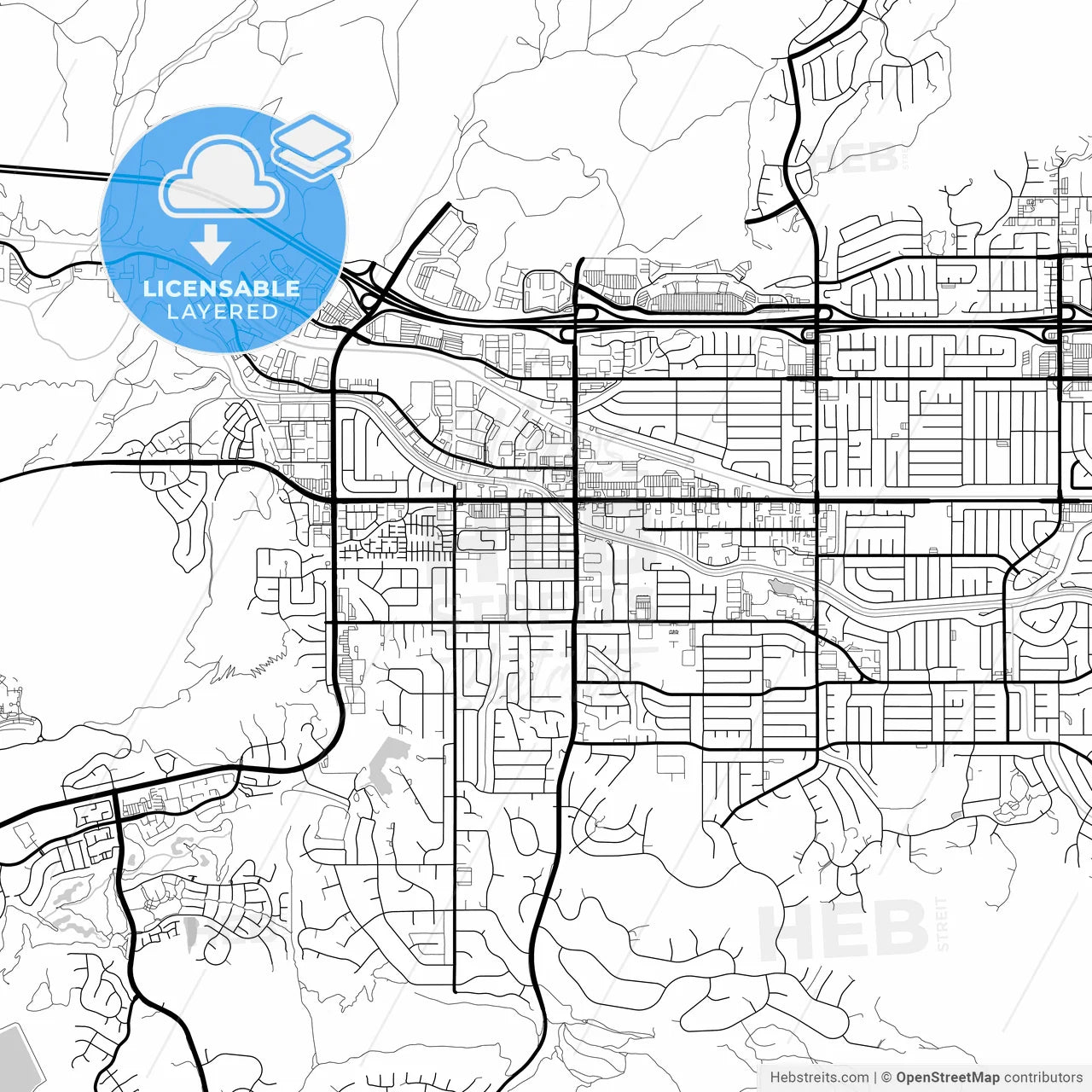 Layered PDF map of Simi Valley, California, United States