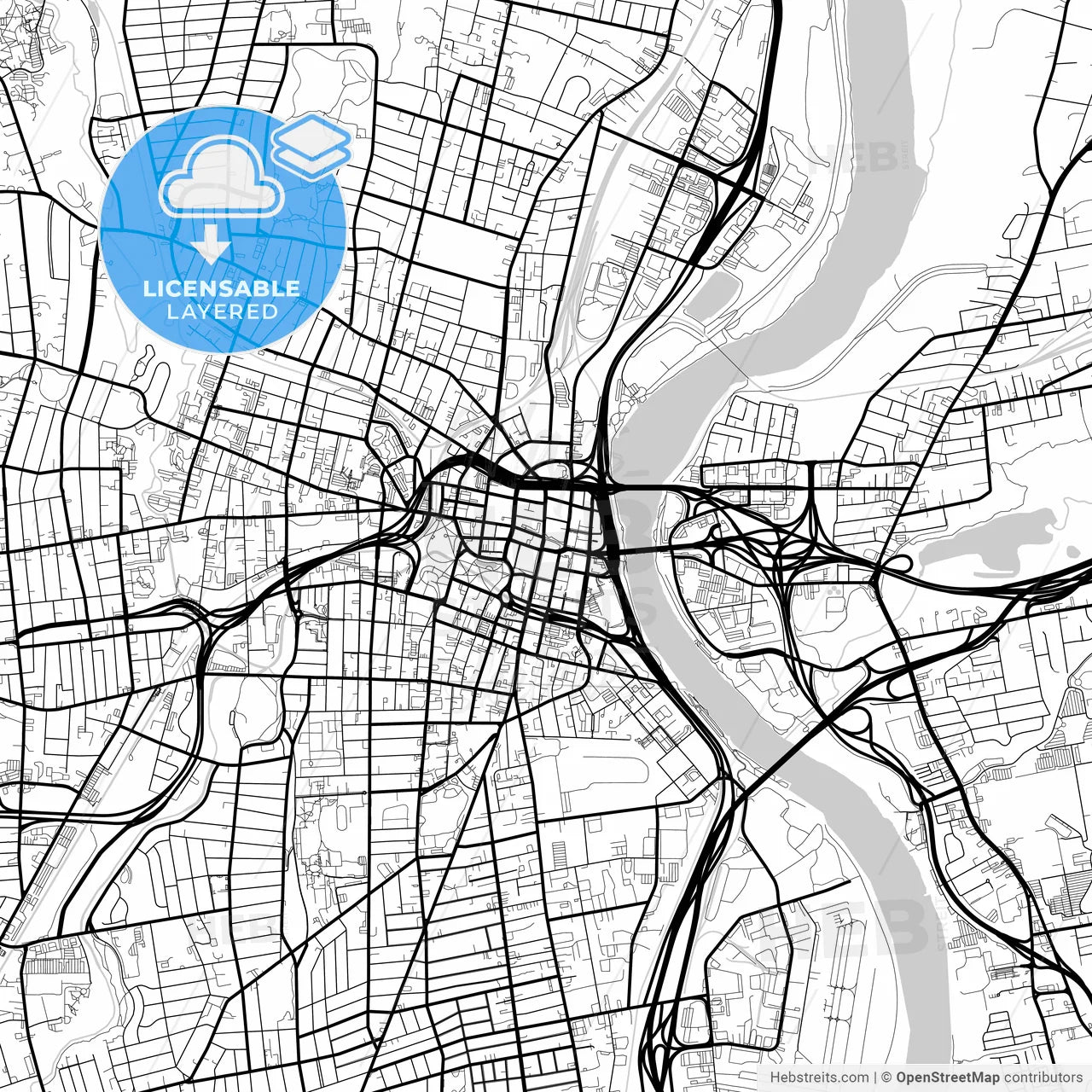 Layered PDF map of Hartford, Connecticut, United States
