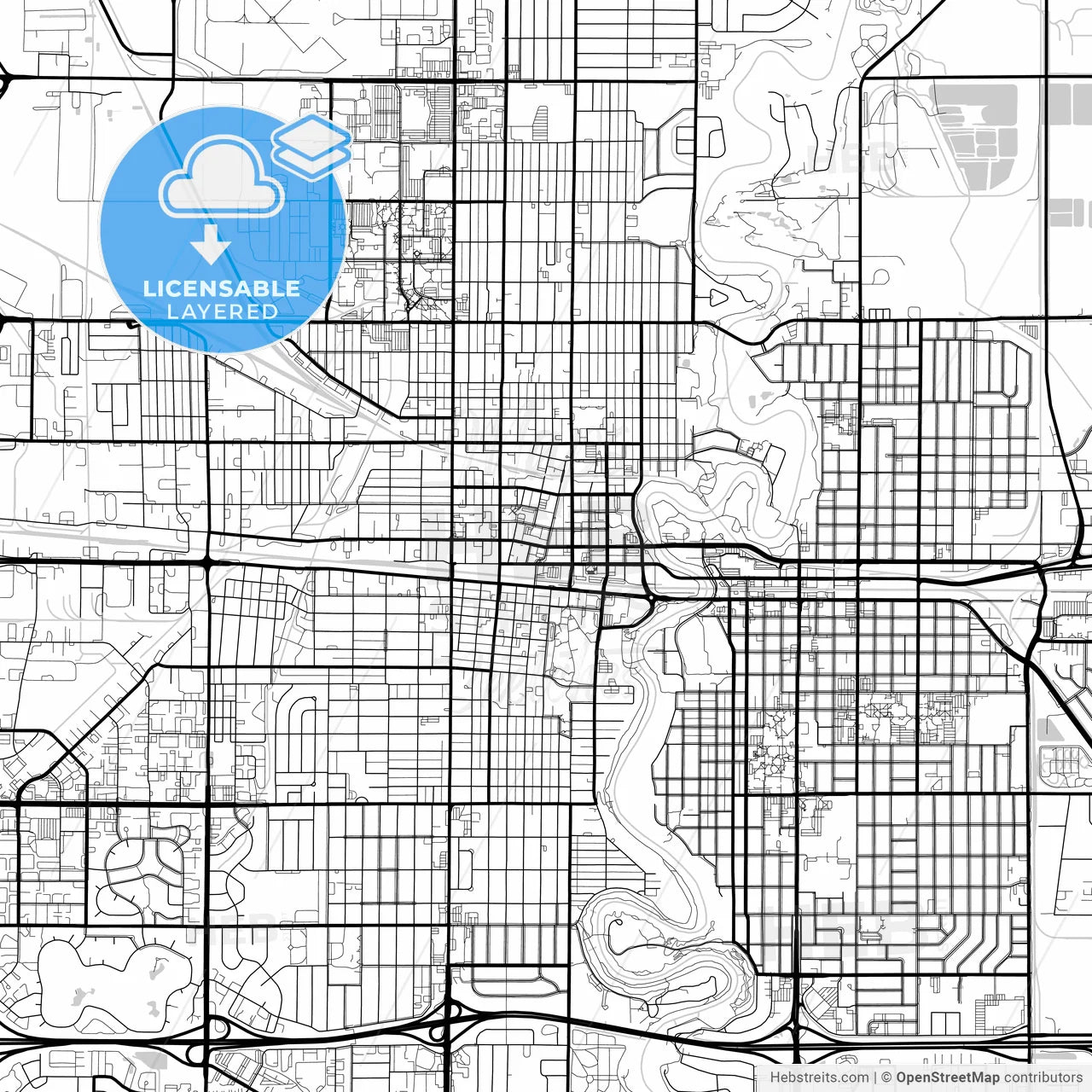 Layered PDF map of Fargo, North Dakota, United States