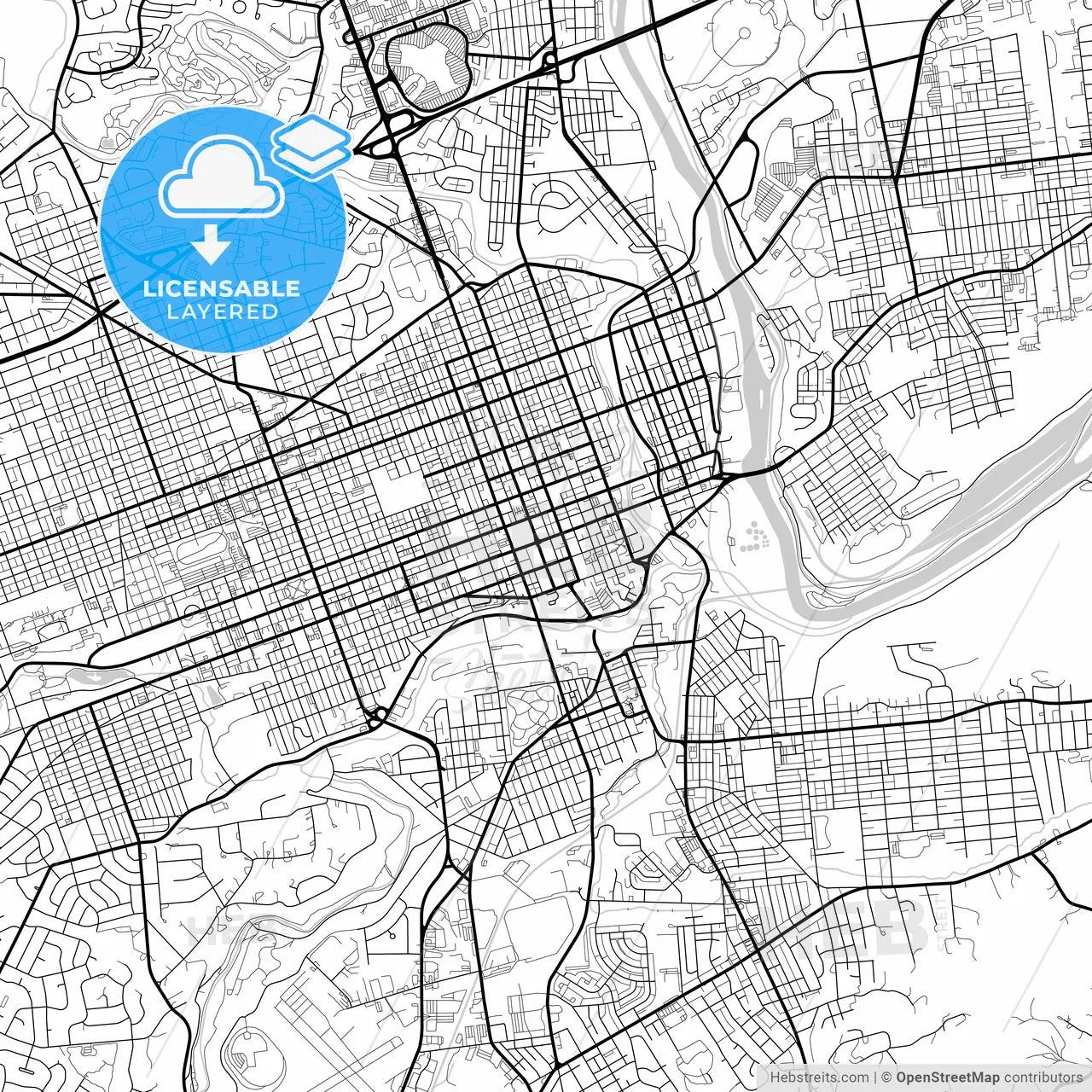 Layered PDF map of Allentown, Pennsylvania, United States