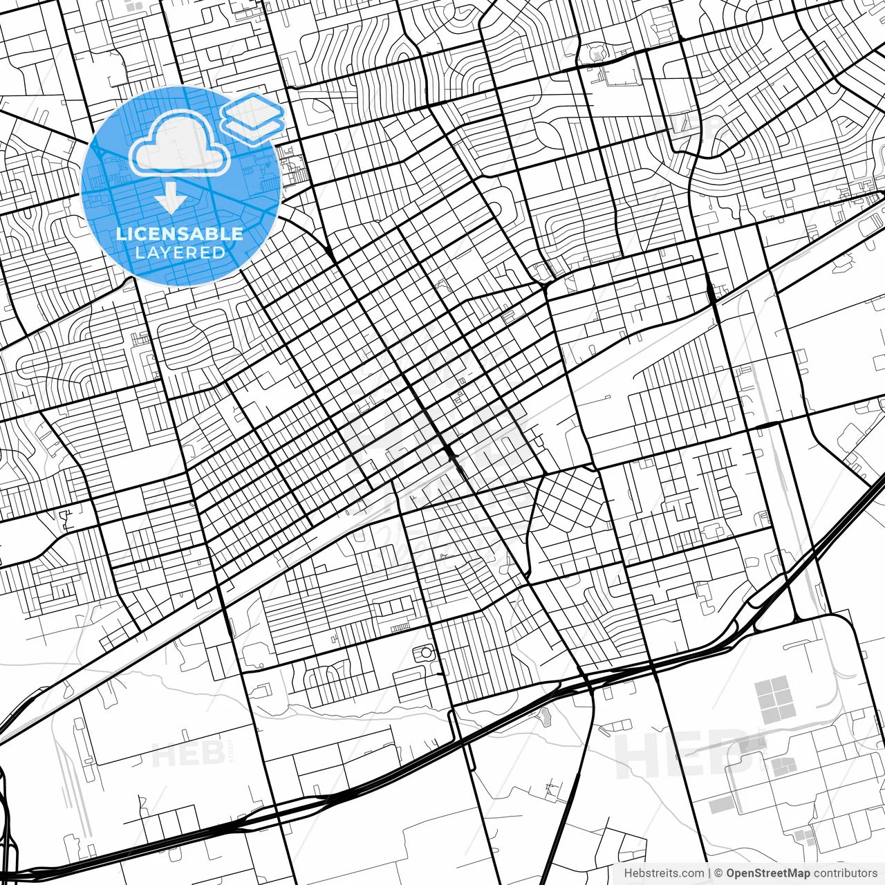 Layered PDF map of Odessa, Texas, United States