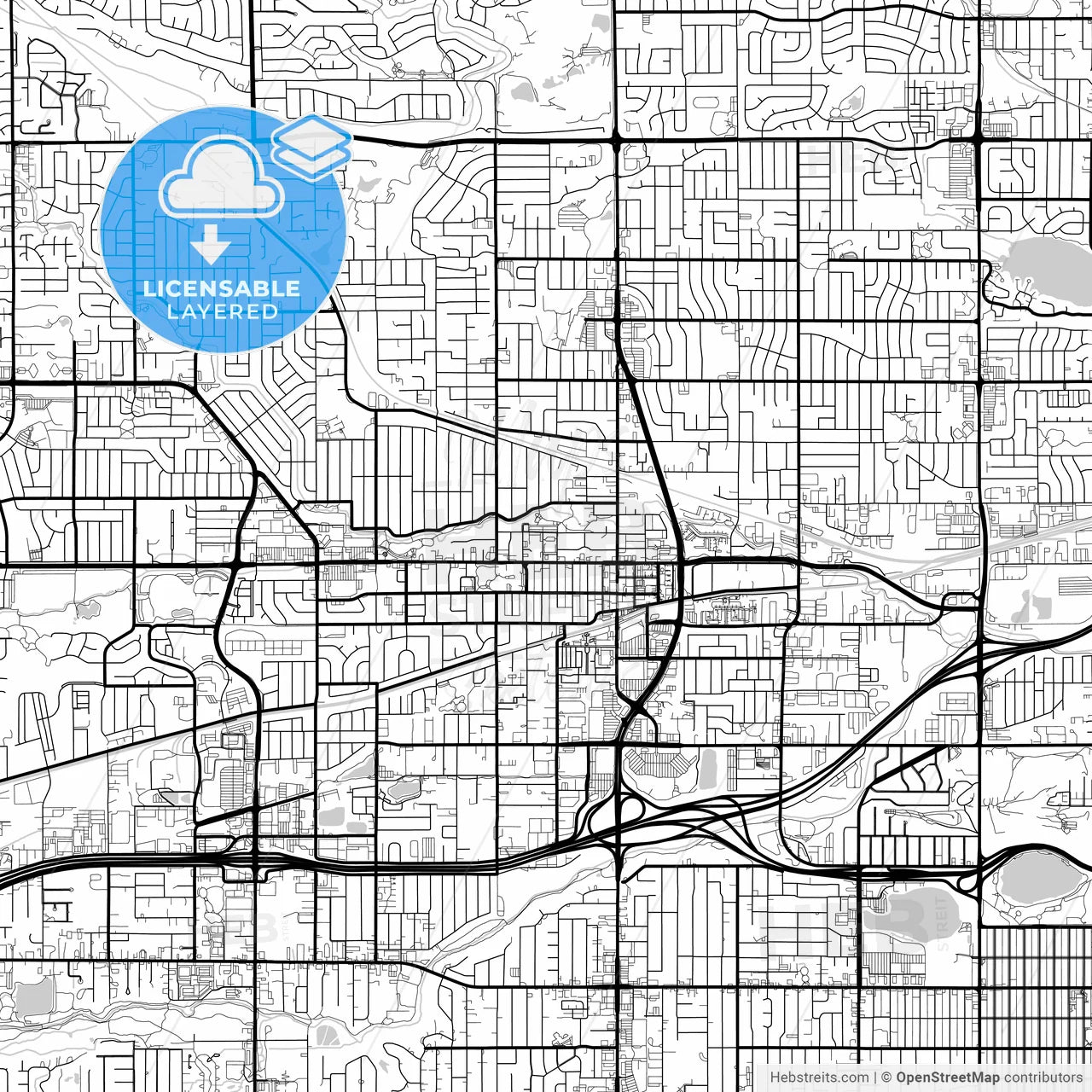 Layered PDF map of Arvada, Colorado, United States
