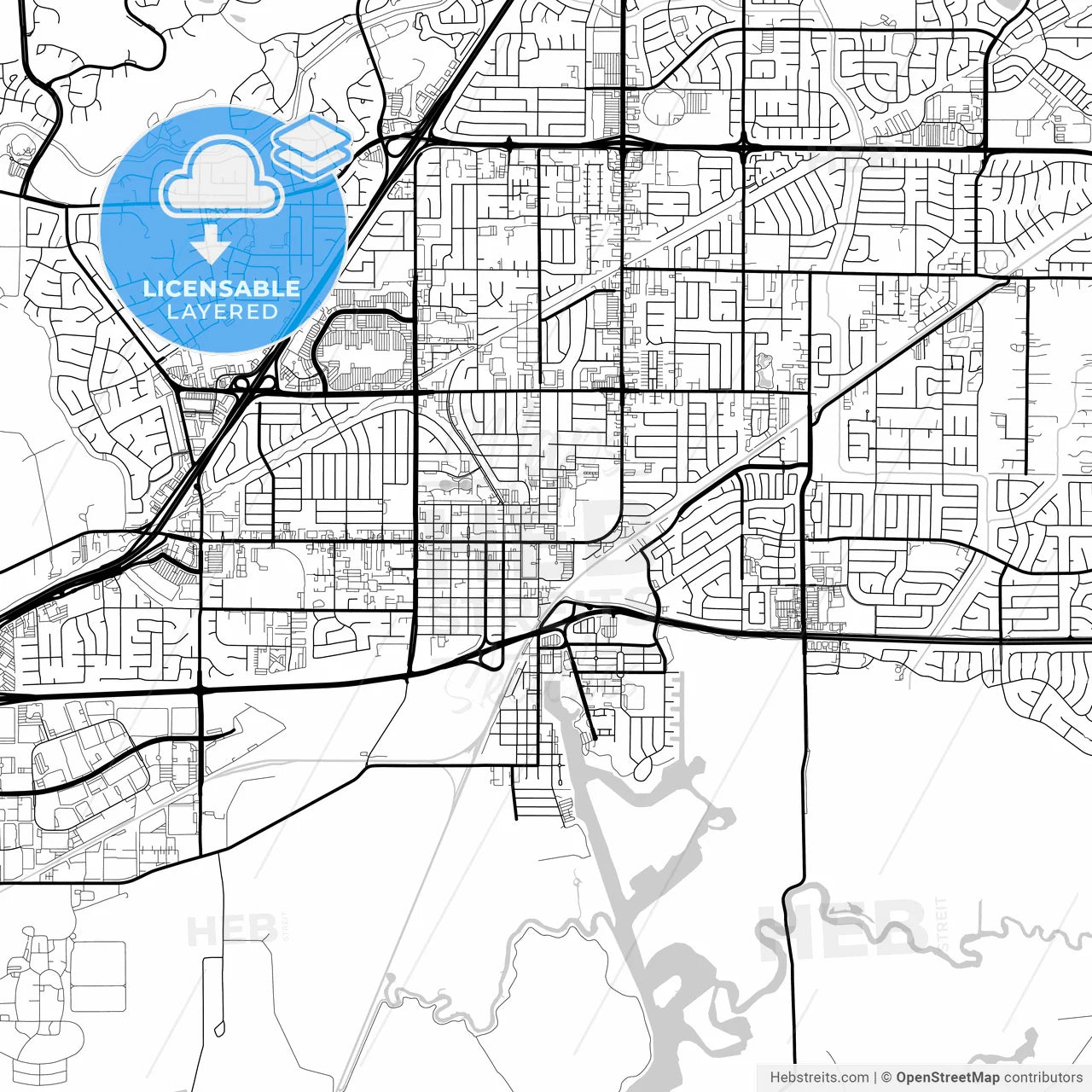 Layered PDF map of Fairfield, California, United States