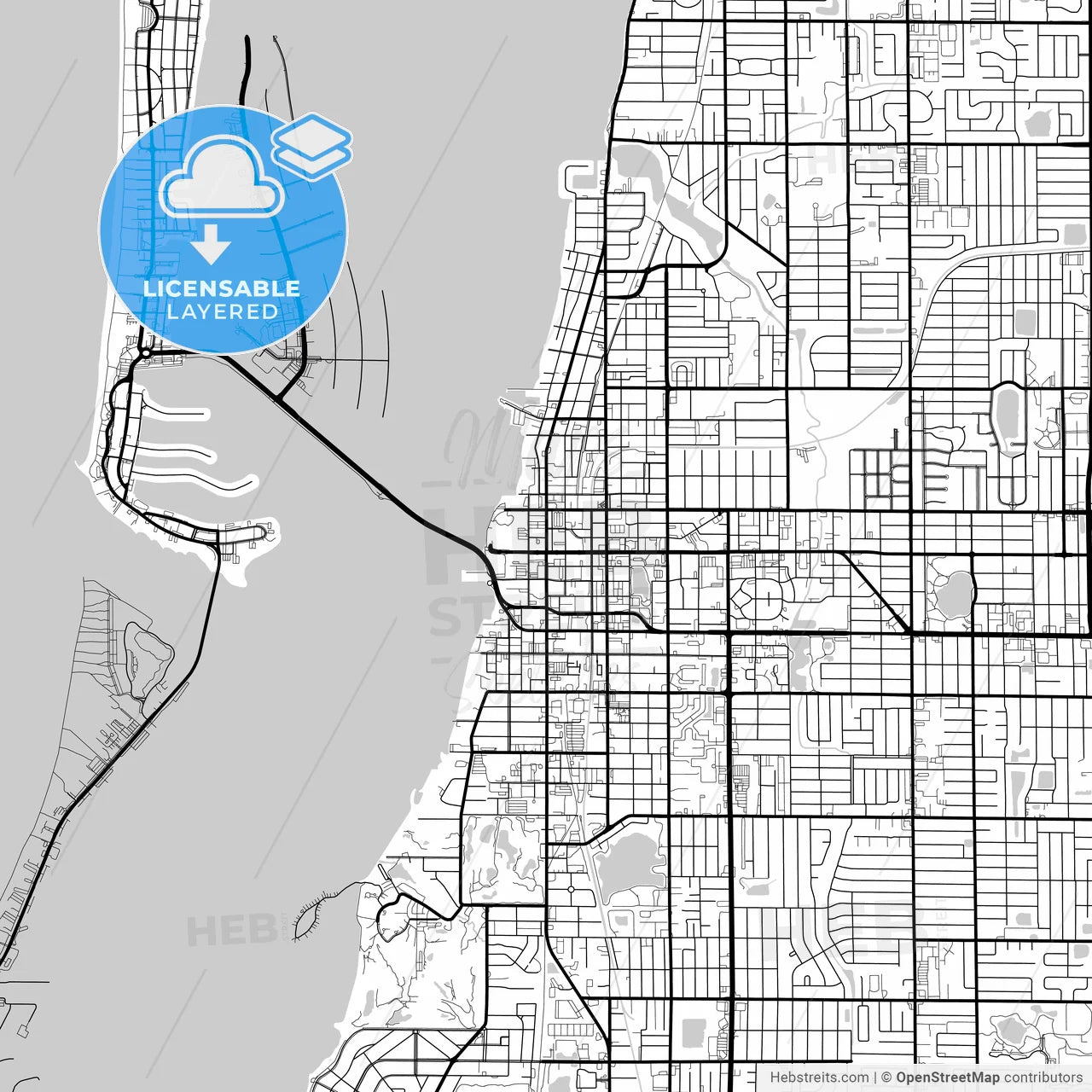 Layered PDF map of Clearwater, Florida, United States