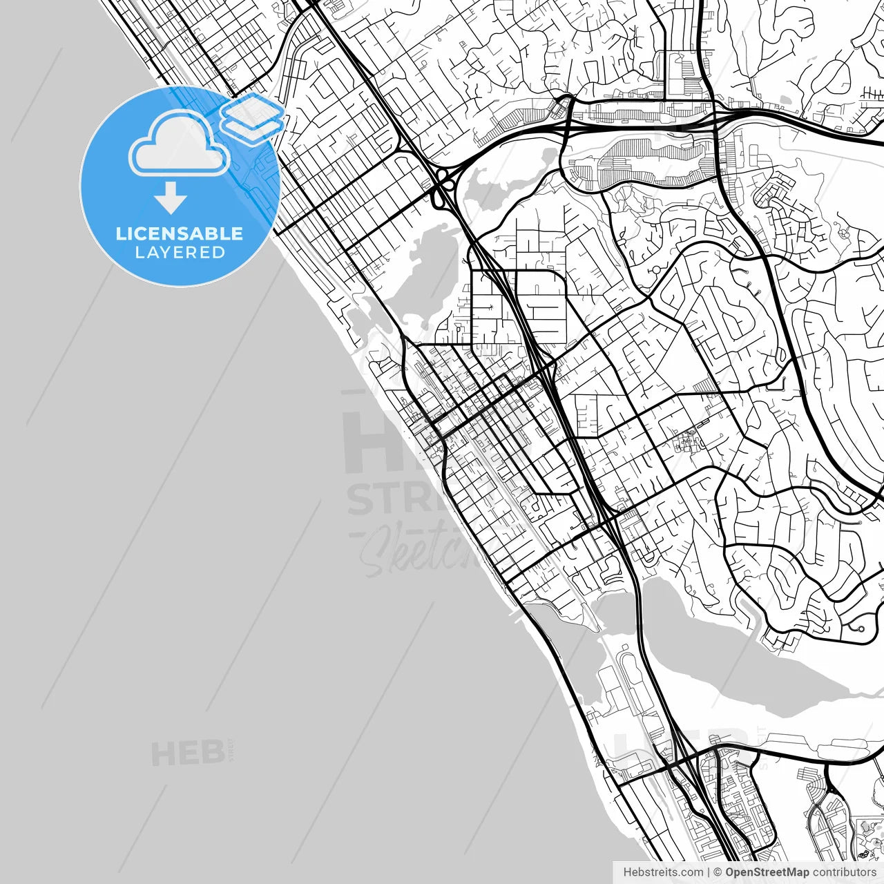 Layered PDF map of Carlsbad, California, United States