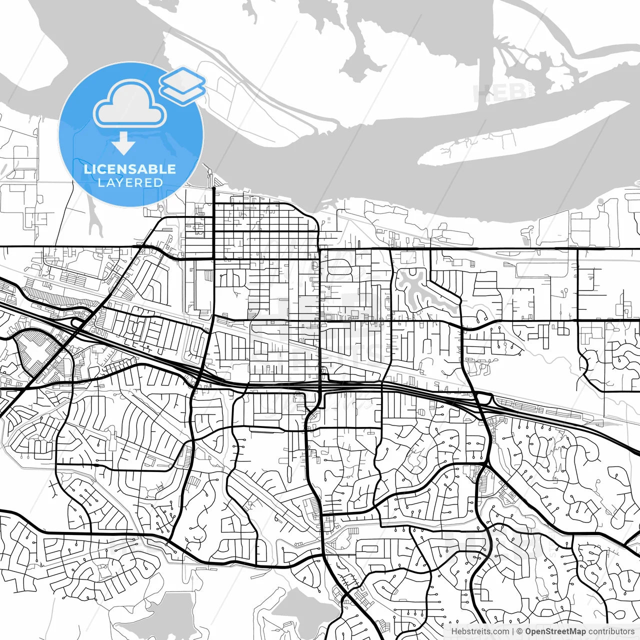 Layered PDF map of Antioch, California, United States