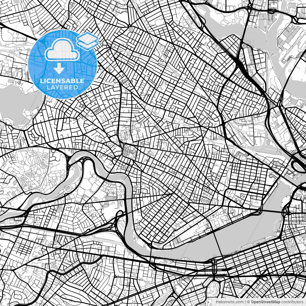 Layered PDF map of Cambridge, Massachusetts, United States