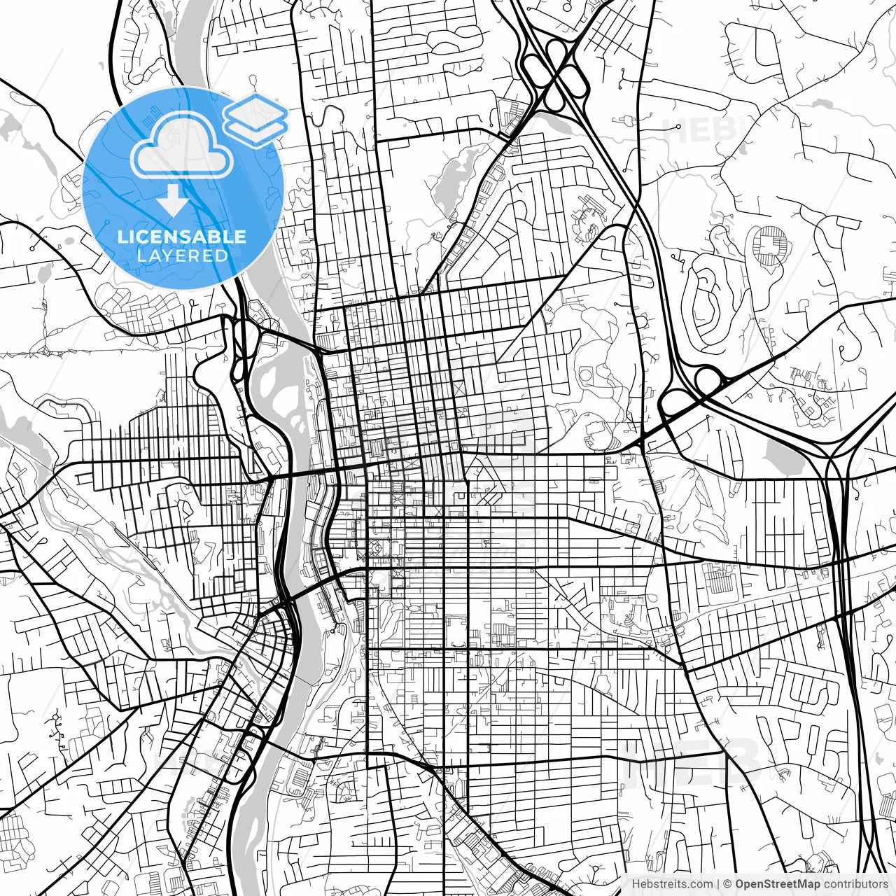 Layered PDF map of Manchester, New Hampshire, United States