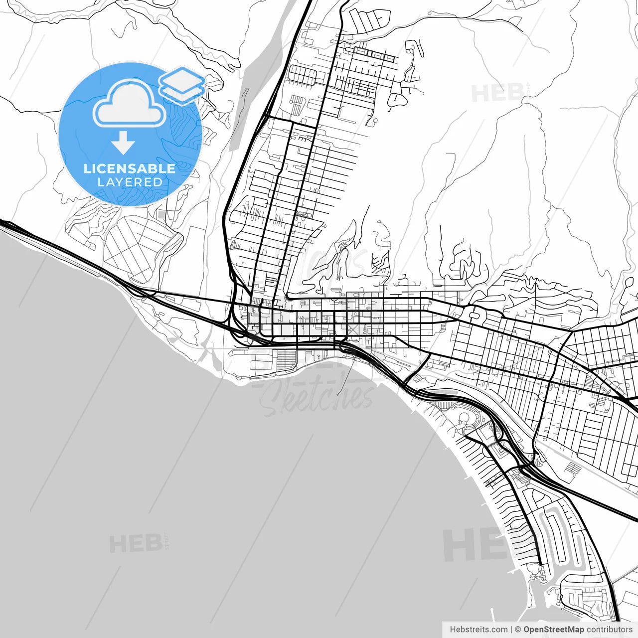 Layered PDF map of San Buenaventura, California, United States