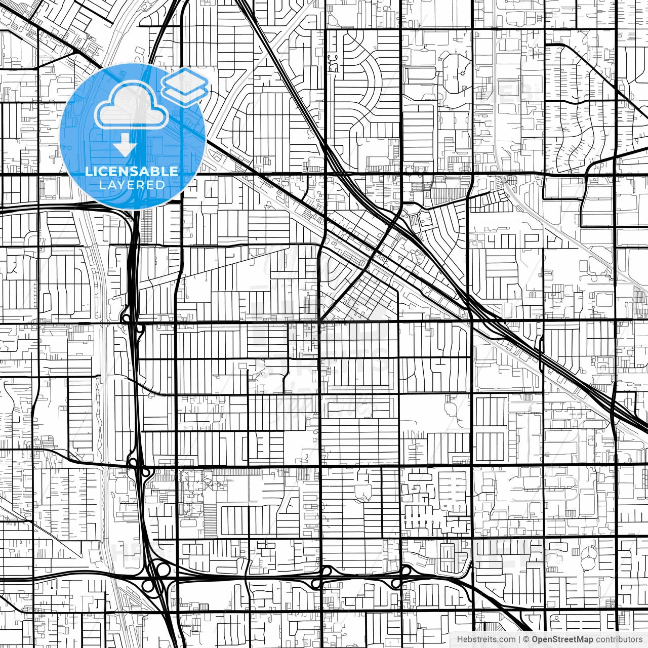 Layered PDF map of Norwalk, California, United States