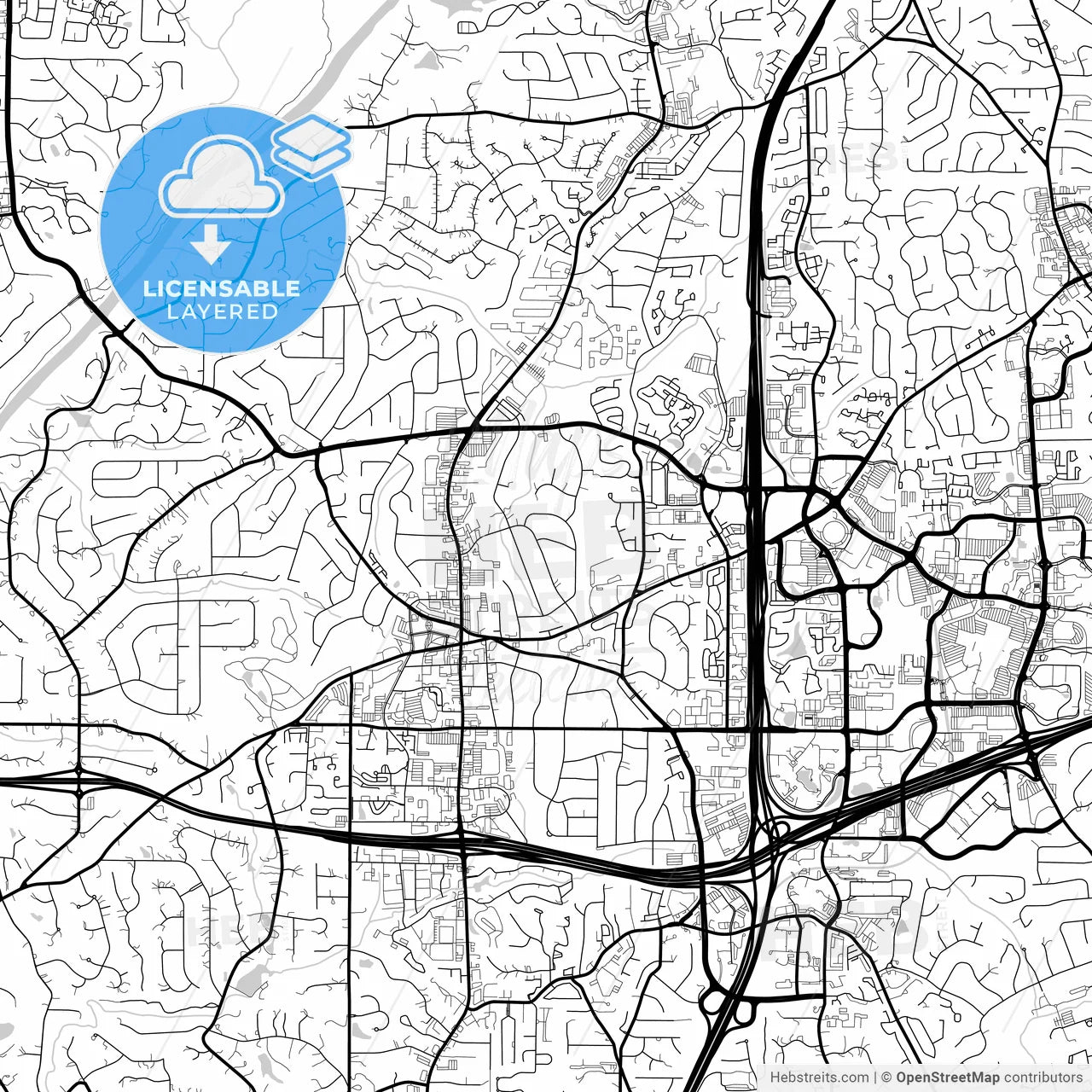 Layered PDF map of Sandy Springs, Georgia, United States