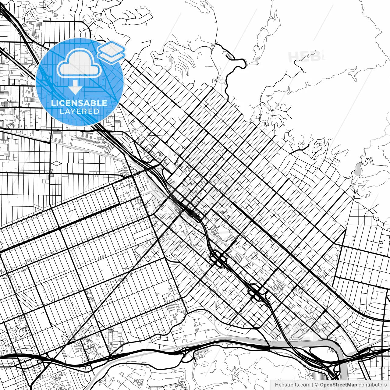 Layered PDF map of Burbank, California, United States