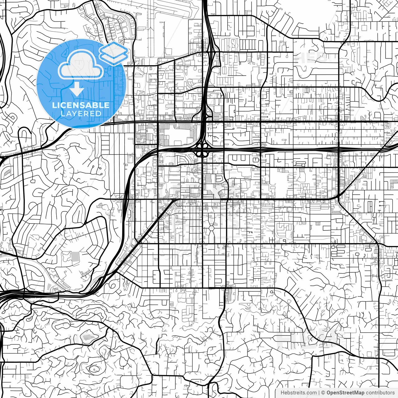 Layered PDF map of El Cajon, California, United States