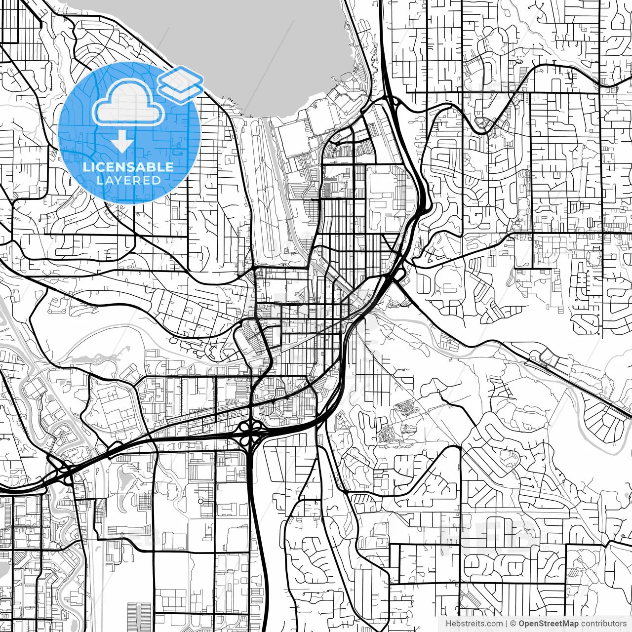 Layered PDF map of Renton, Washington, United States