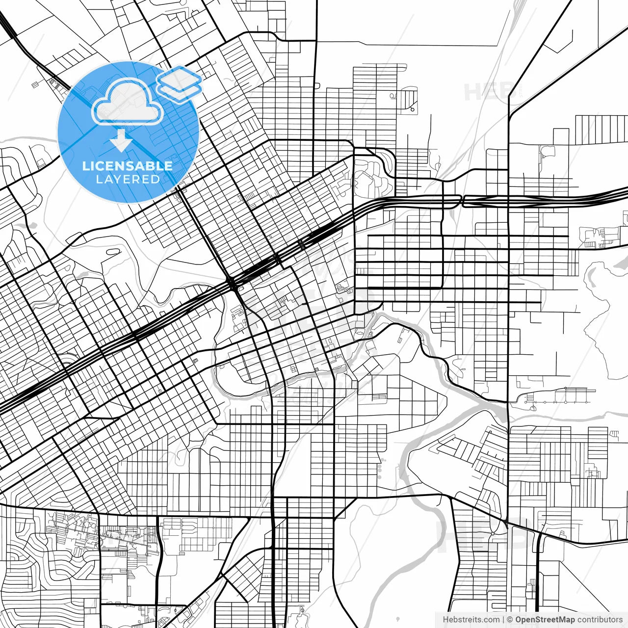 Layered PDF map of San Angelo, Texas, United States