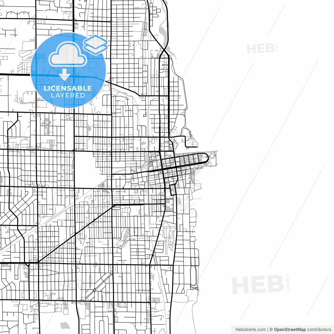 Layered PDF map of Kenosha, Wisconsin, United States