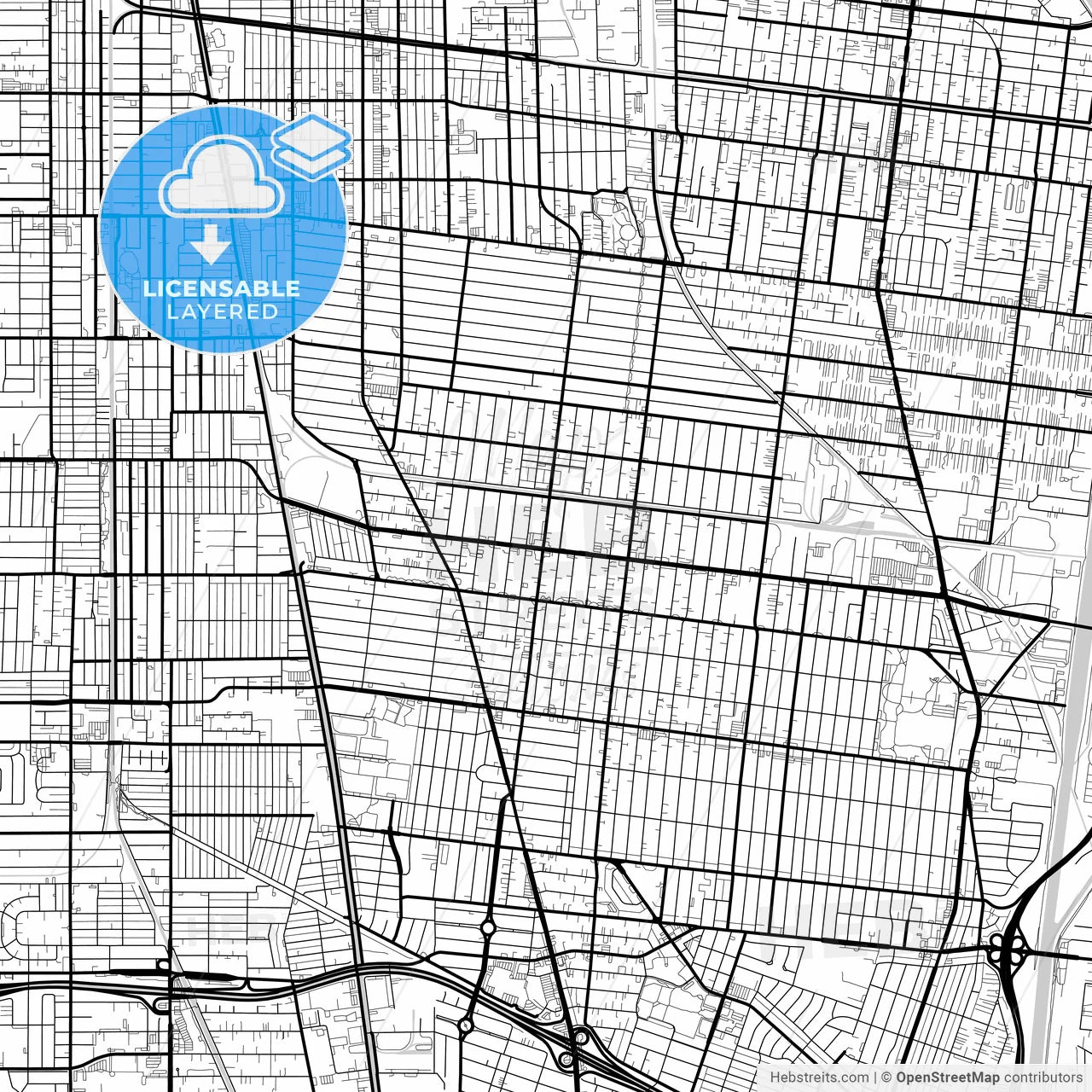 Layered PDF map of South Gate, California, United States