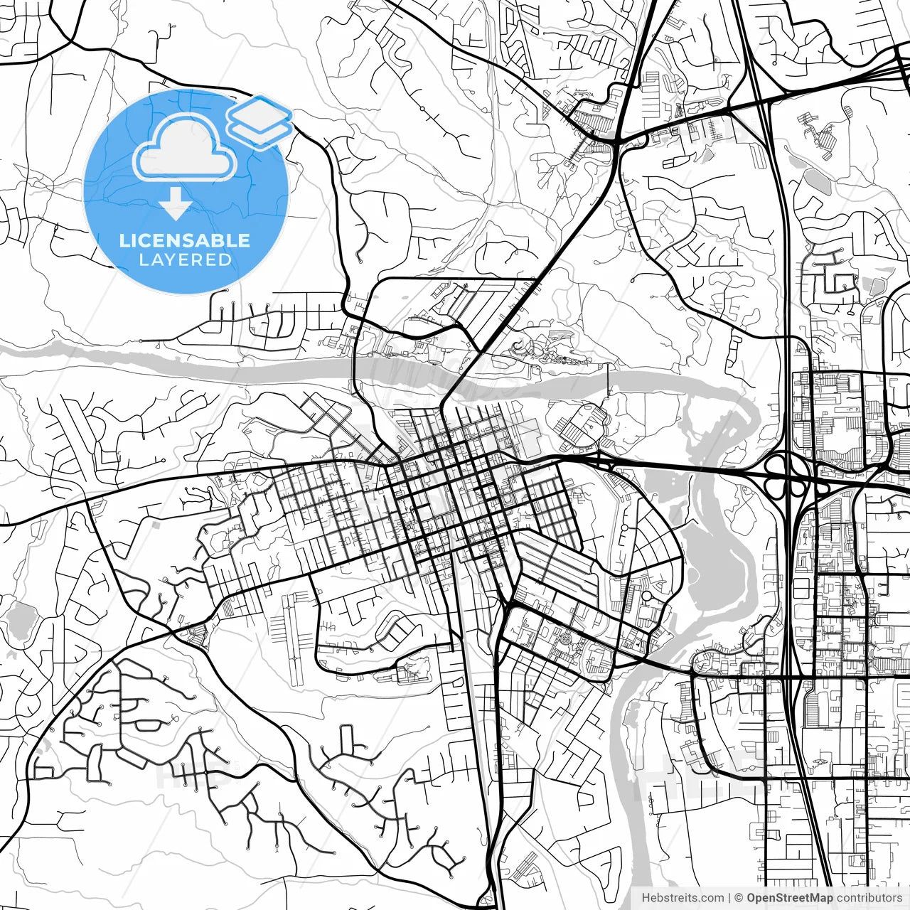 Layered PDF map of Redding, California, United States