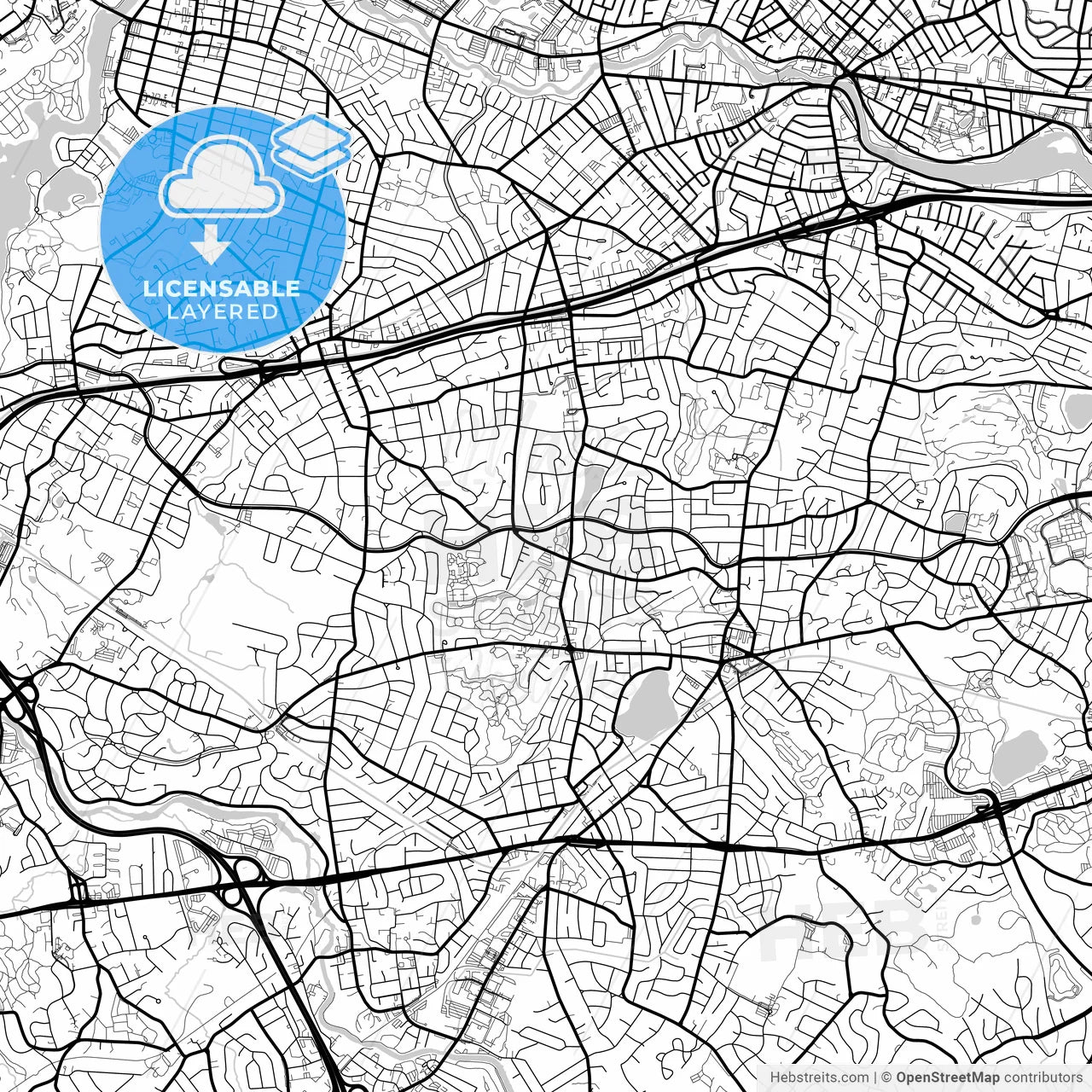 Layered PDF map of Newton, Massachusetts, United States