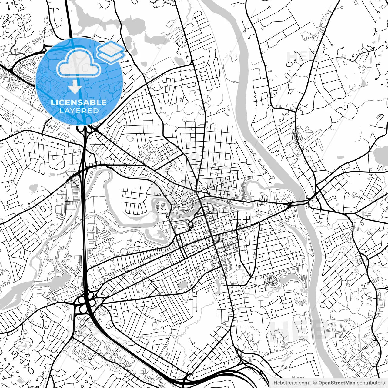 Layered PDF map of Nashua, New Hampshire, United States