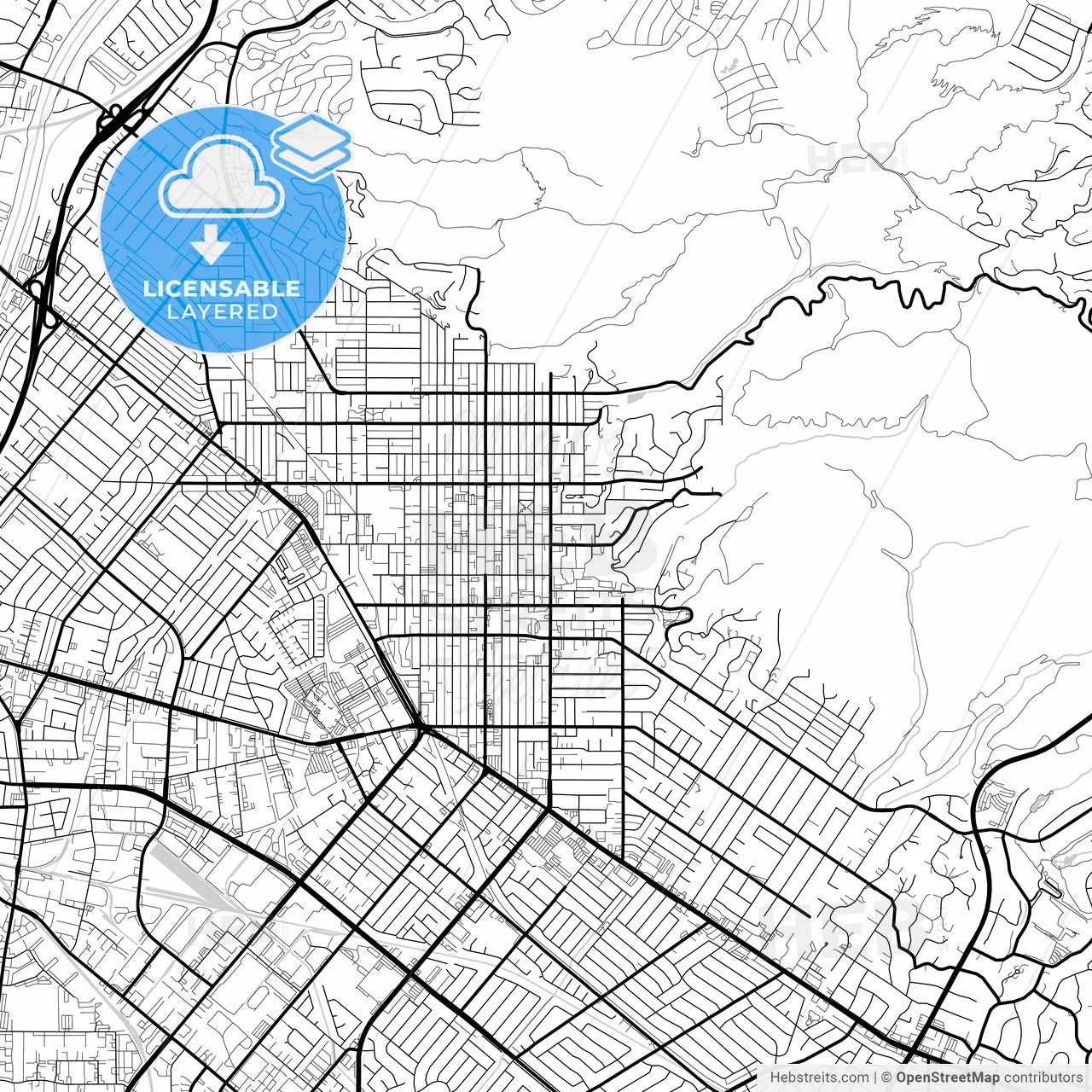Layered PDF map of Whittier, California, United States