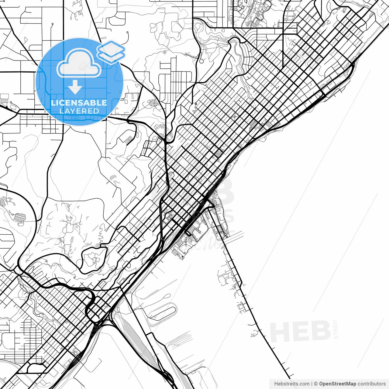 Layered PDF map of Duluth, Minnesota, United States