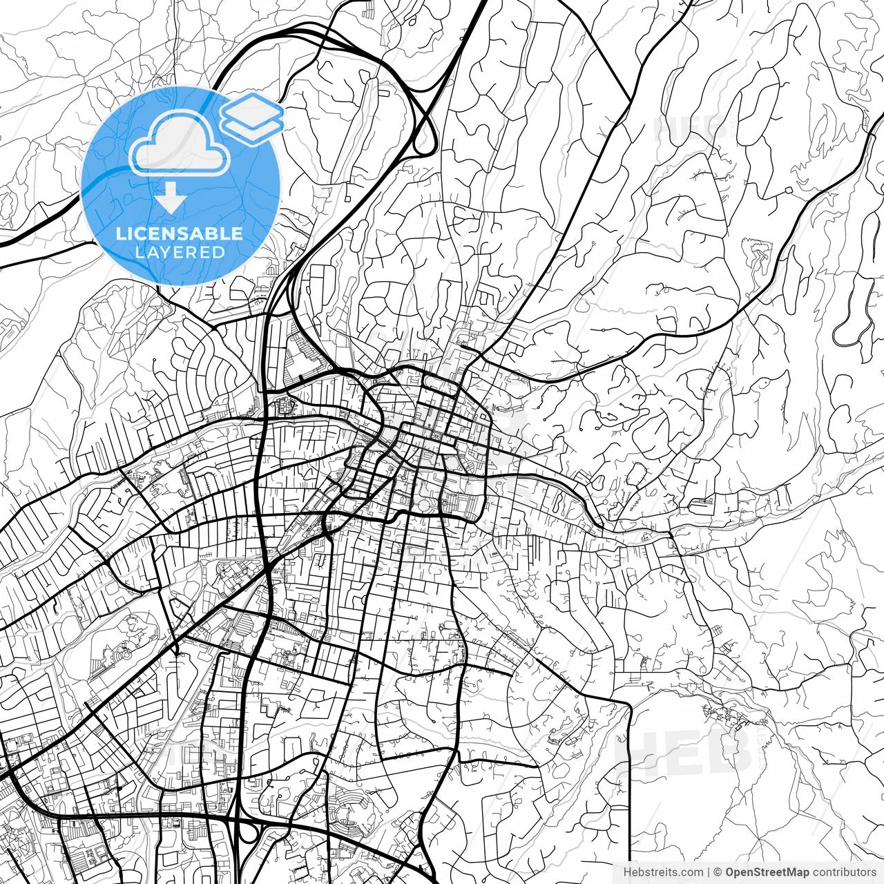 Layered PDF map of Santa Fe, New Mexico, United States