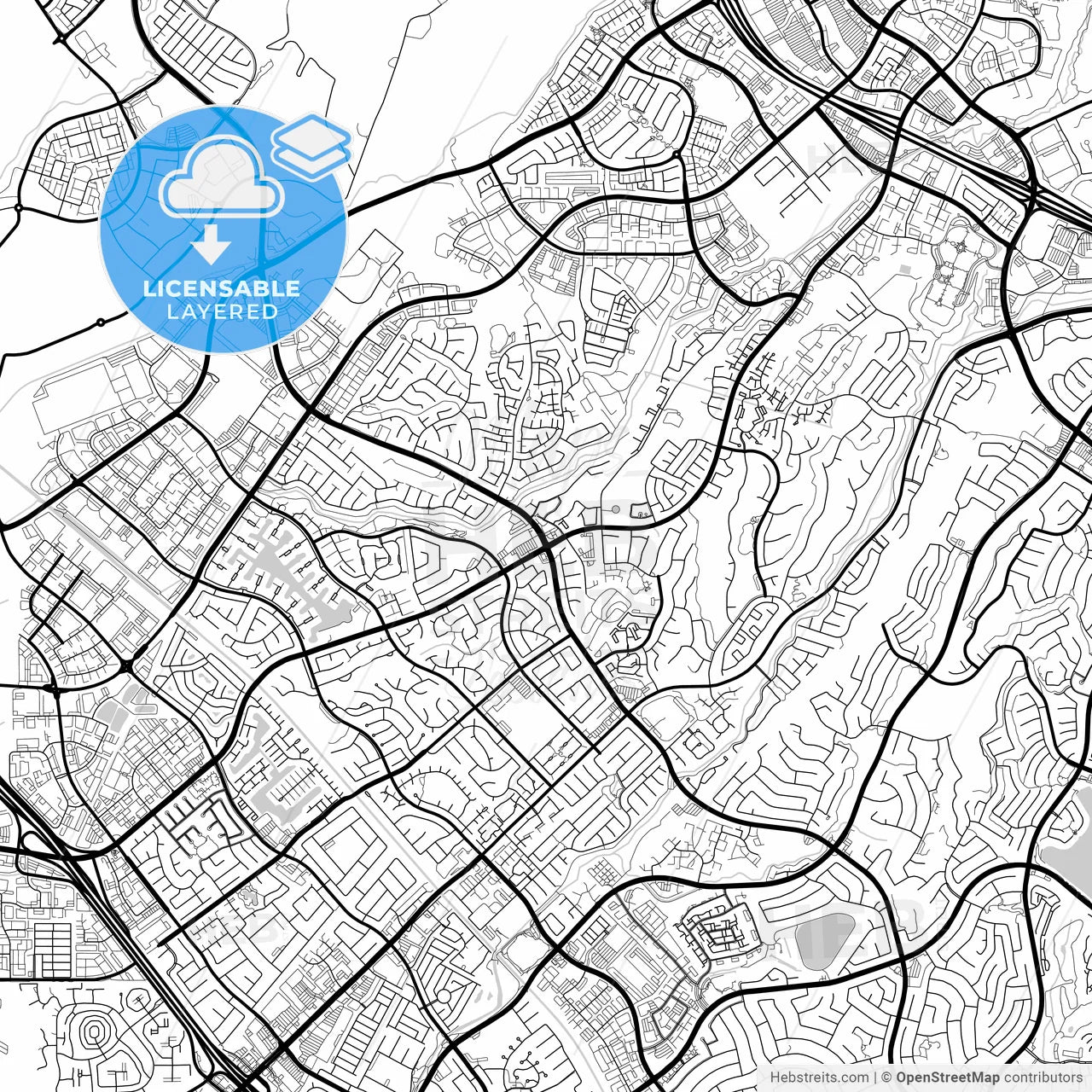 Layered PDF map of Lake Forest, California, United States