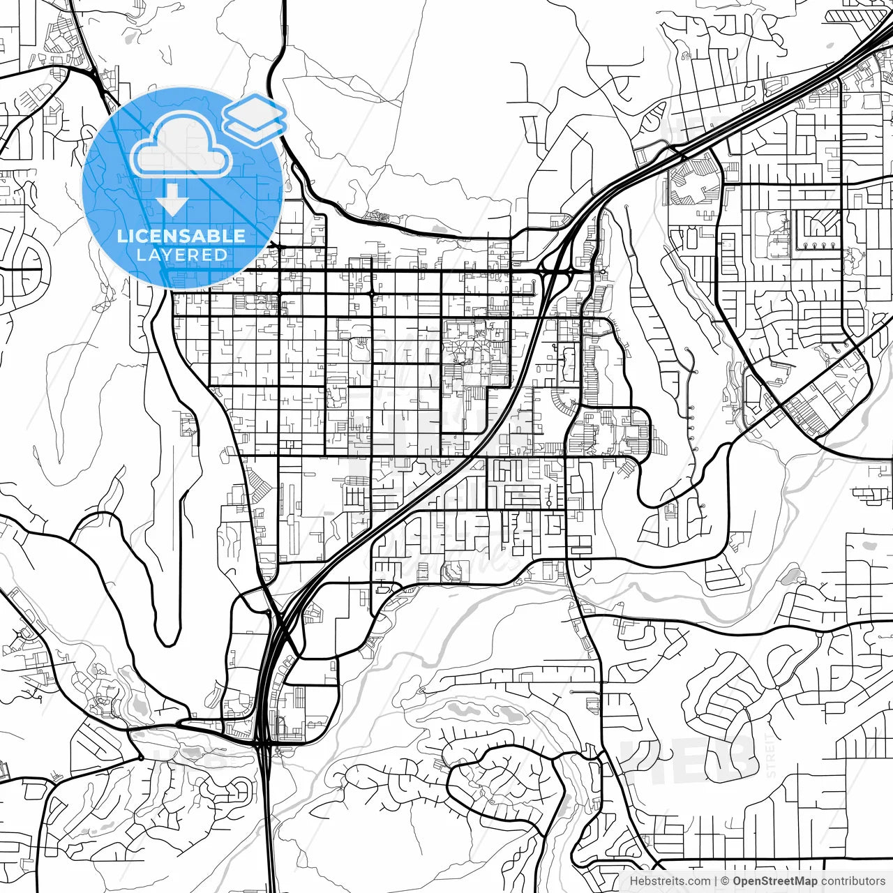 Layered PDF map of St. George, Utah, United States