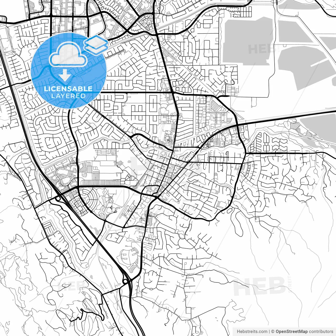 Layered PDF map of Pleasanton, California, United States