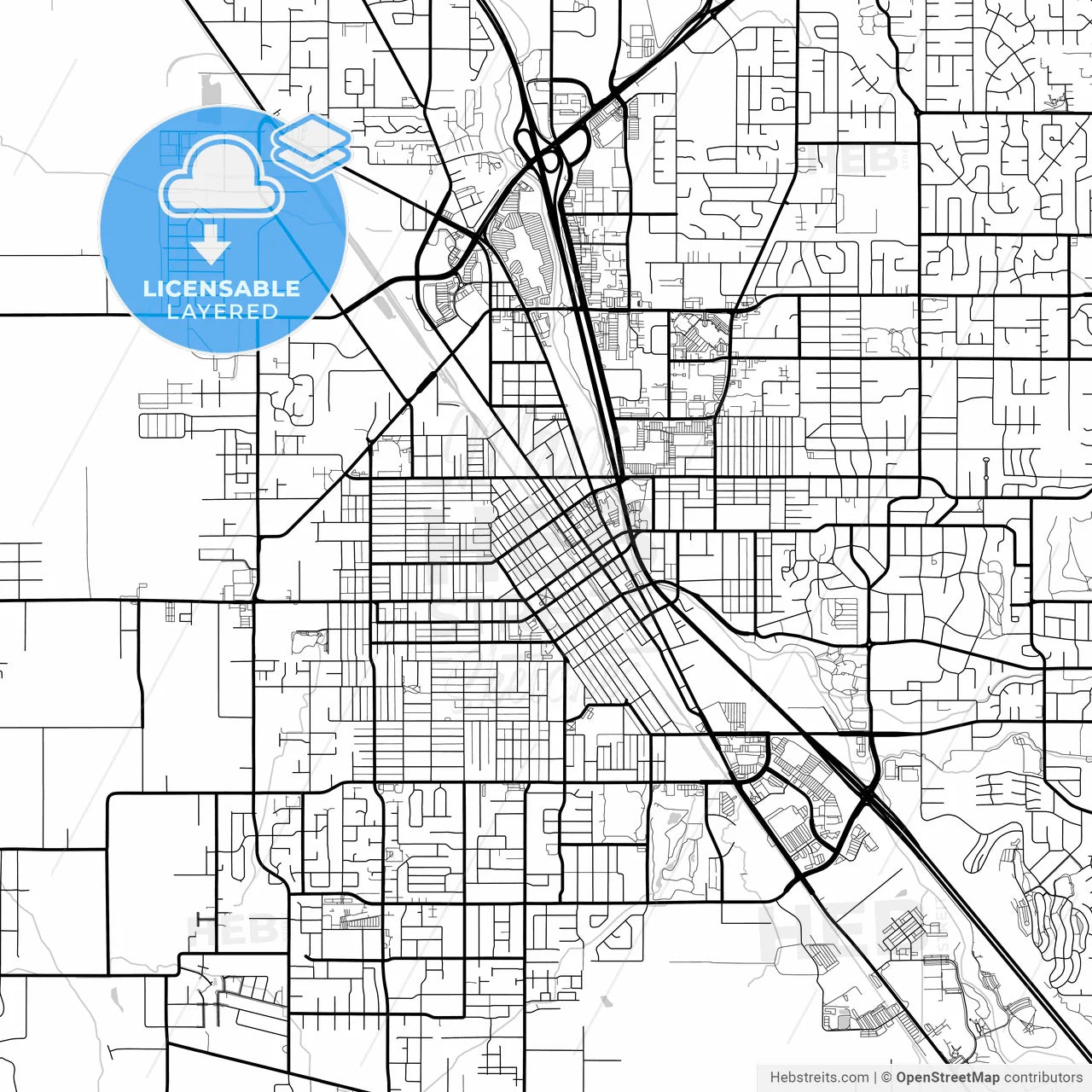 Layered PDF map of Medford, Oregon, United States